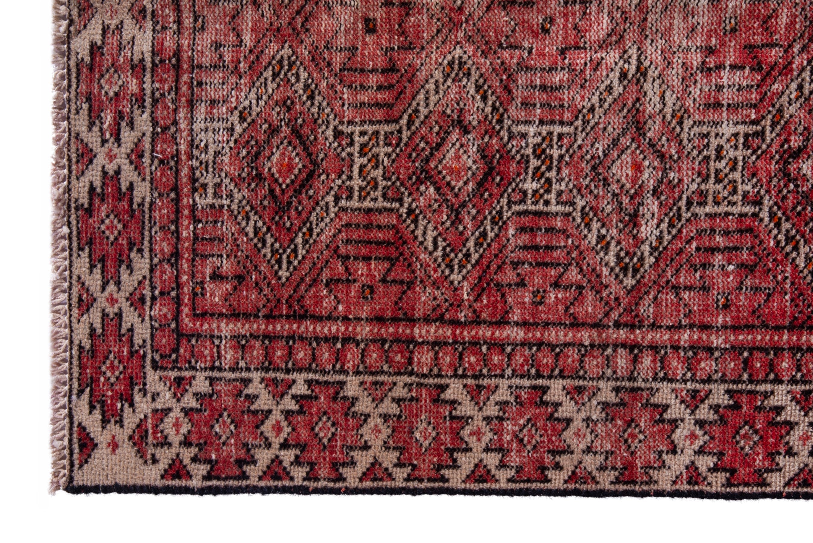 Persian Baluch accent rug in faded red and burgundy, view 5 of 16