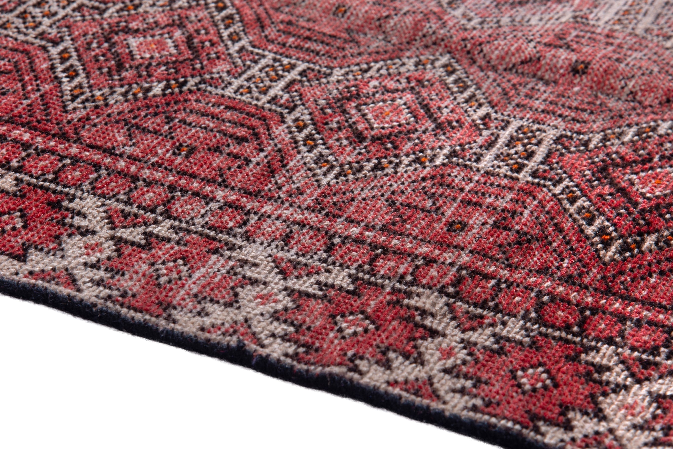 Persian Baluch accent rug in faded red and burgundy, view 8 of 16