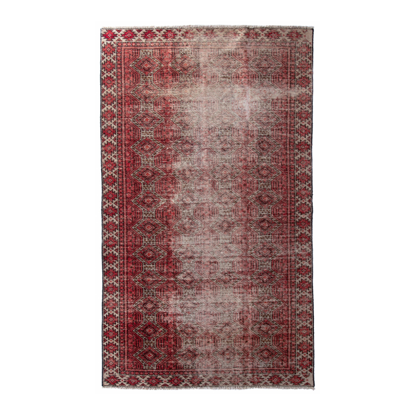 Persian Baluch accent rug in faded red and burgundy, 3'8" x 6'4"