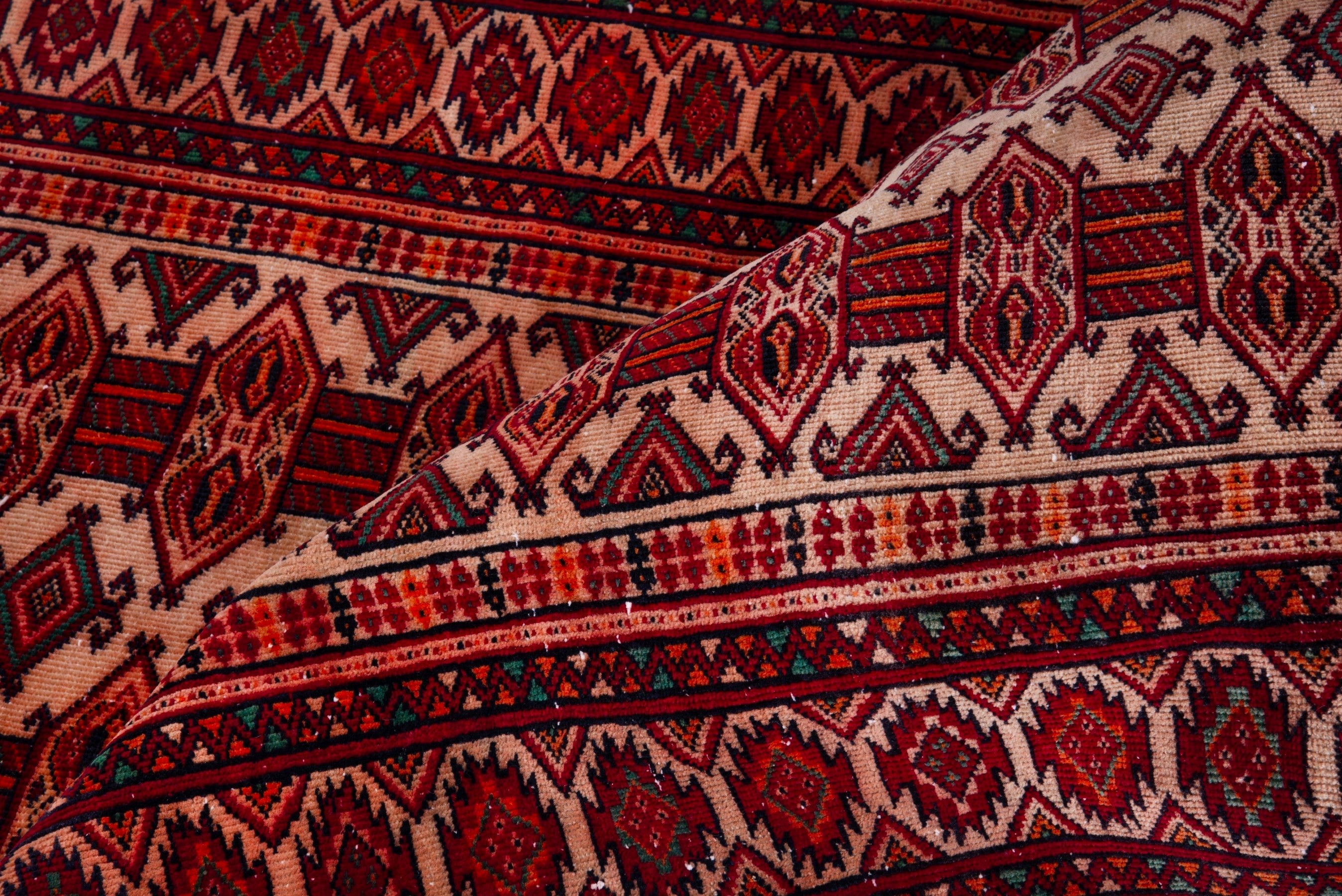 Persian Baluch accent rug in burgundy and cream, view 13 of 16