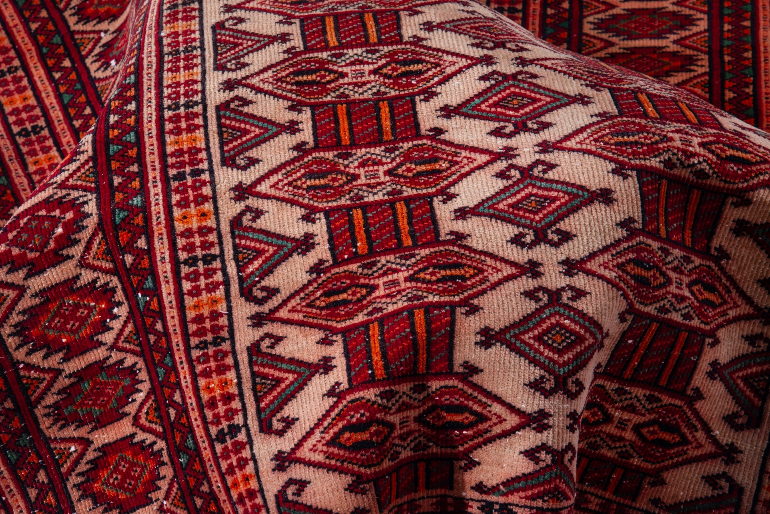 Persian Baluch accent rug in burgundy and cream, view 14 of 16