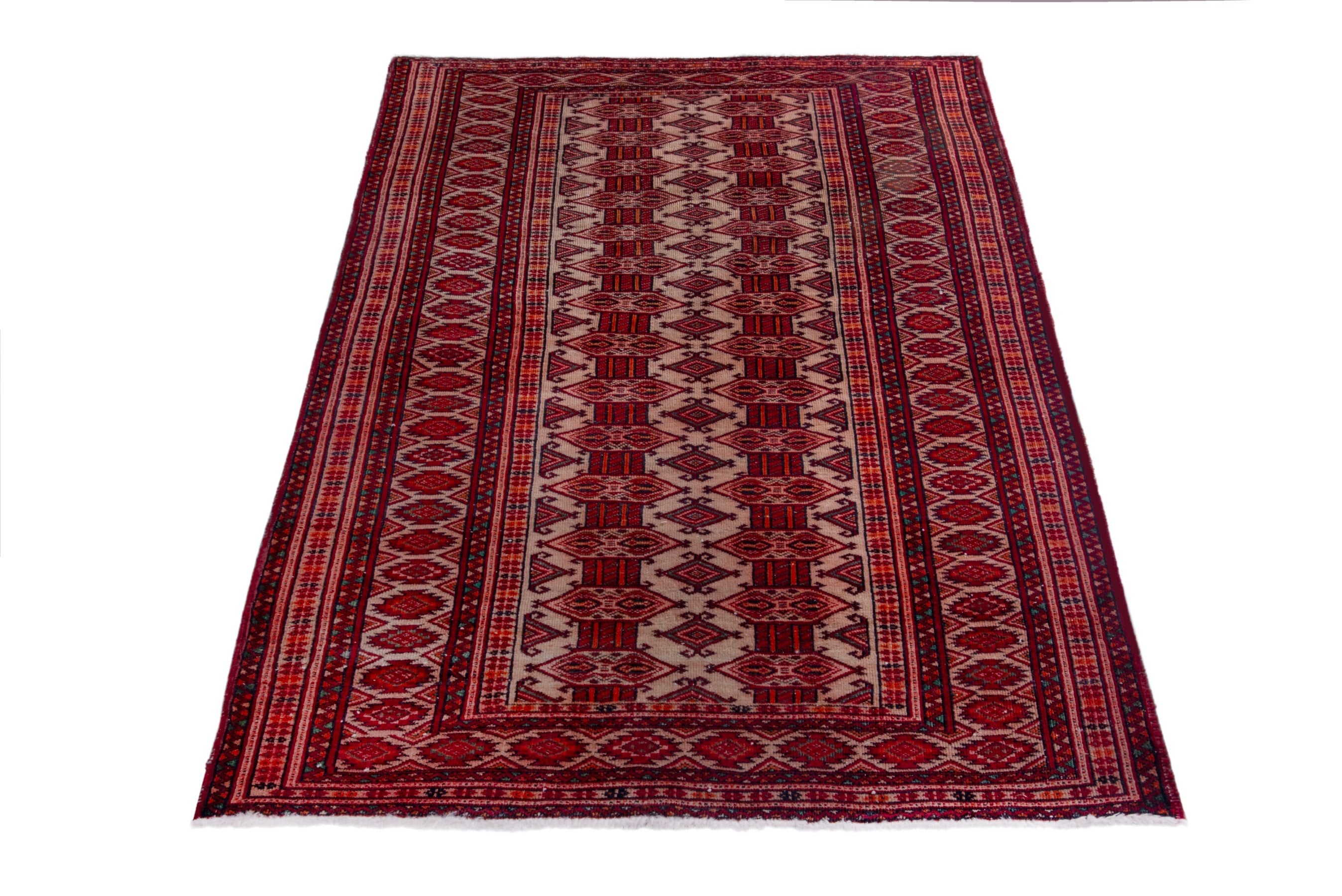 Persian Baluch accent rug in burgundy and cream, view 2 of 16
