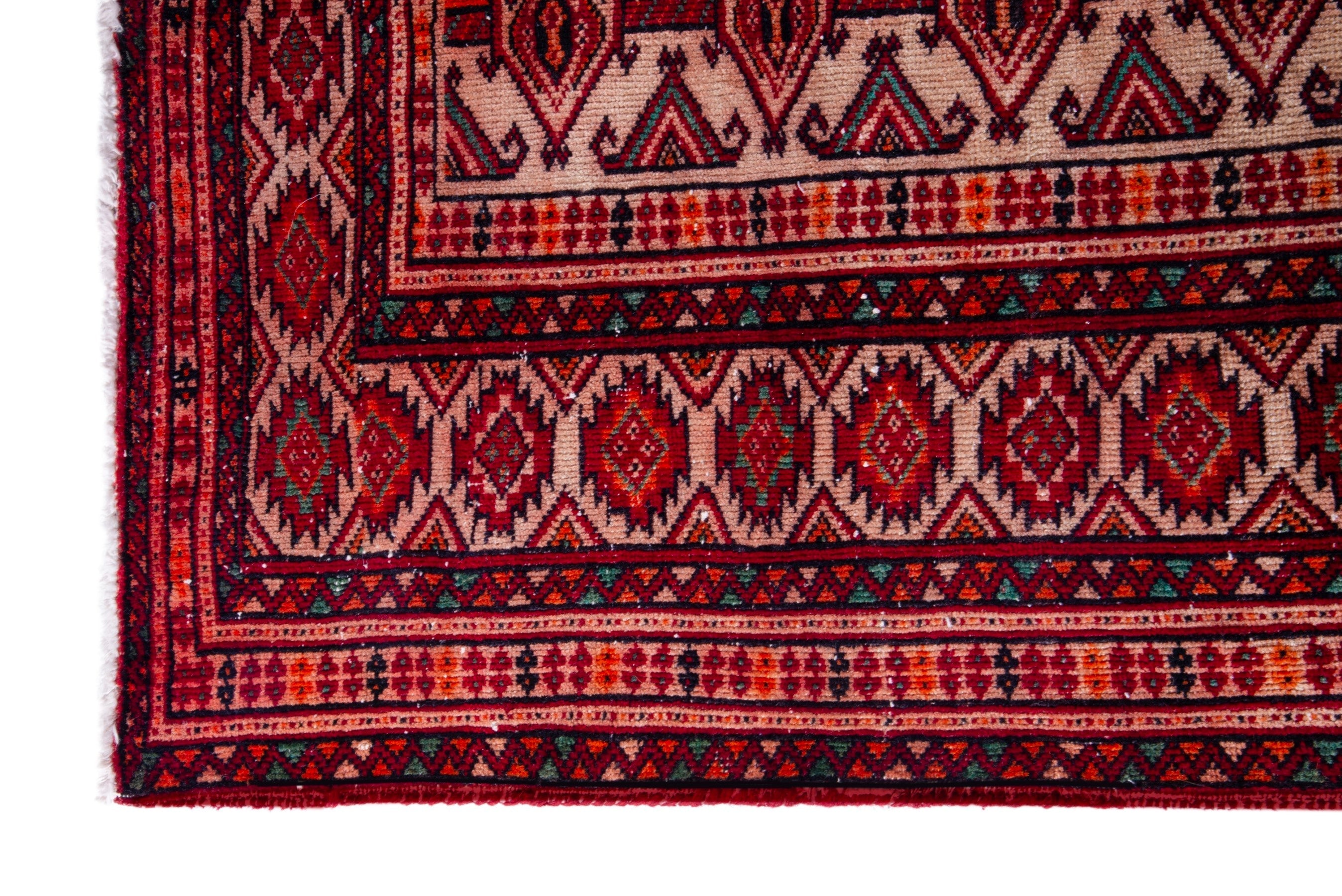 Persian Baluch accent rug in burgundy and cream, view 5 of 16