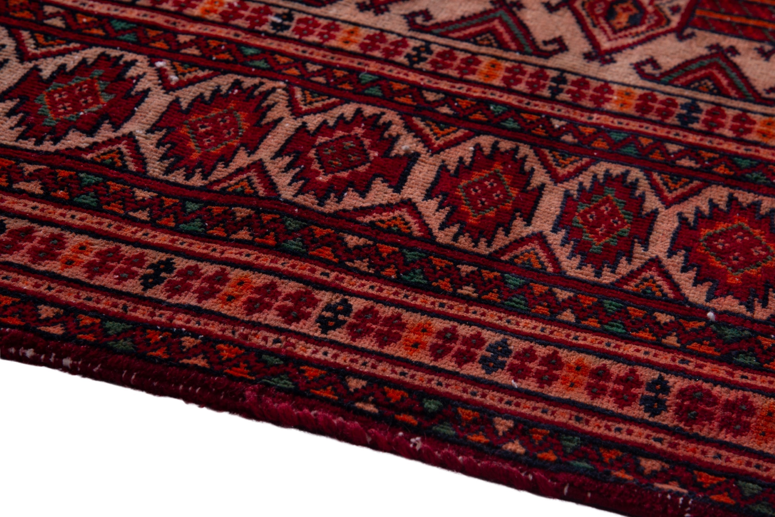Persian Baluch accent rug in burgundy and cream, view 8 of 16