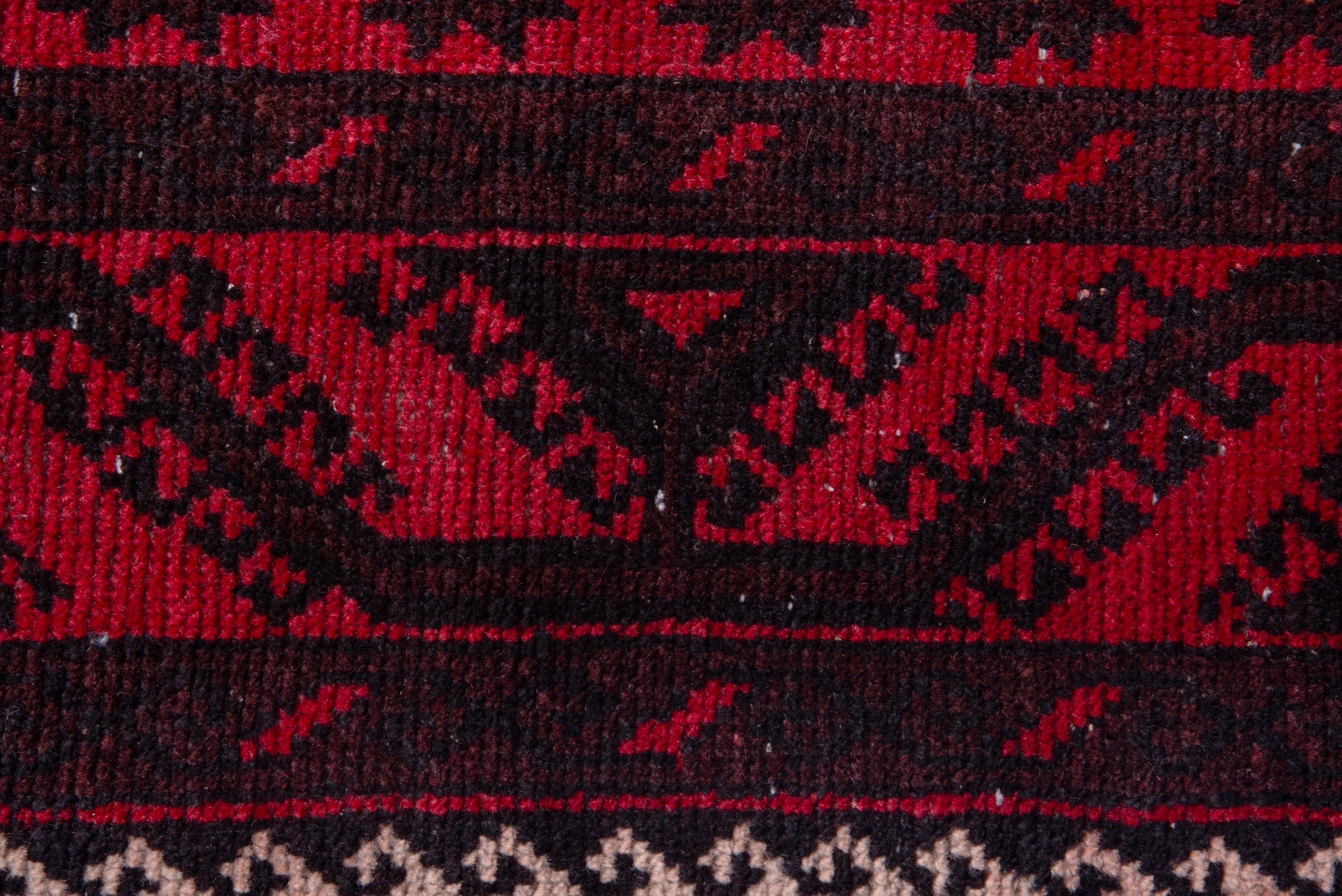 Persian Baluch area rug in deep red and burgundy, view 11 of 17