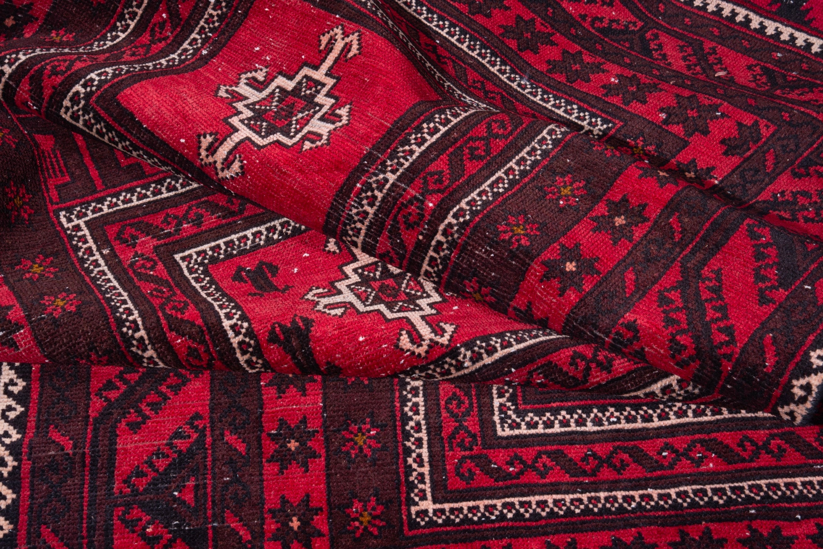 Persian Baluch area rug in deep red and burgundy, view 15 of 17