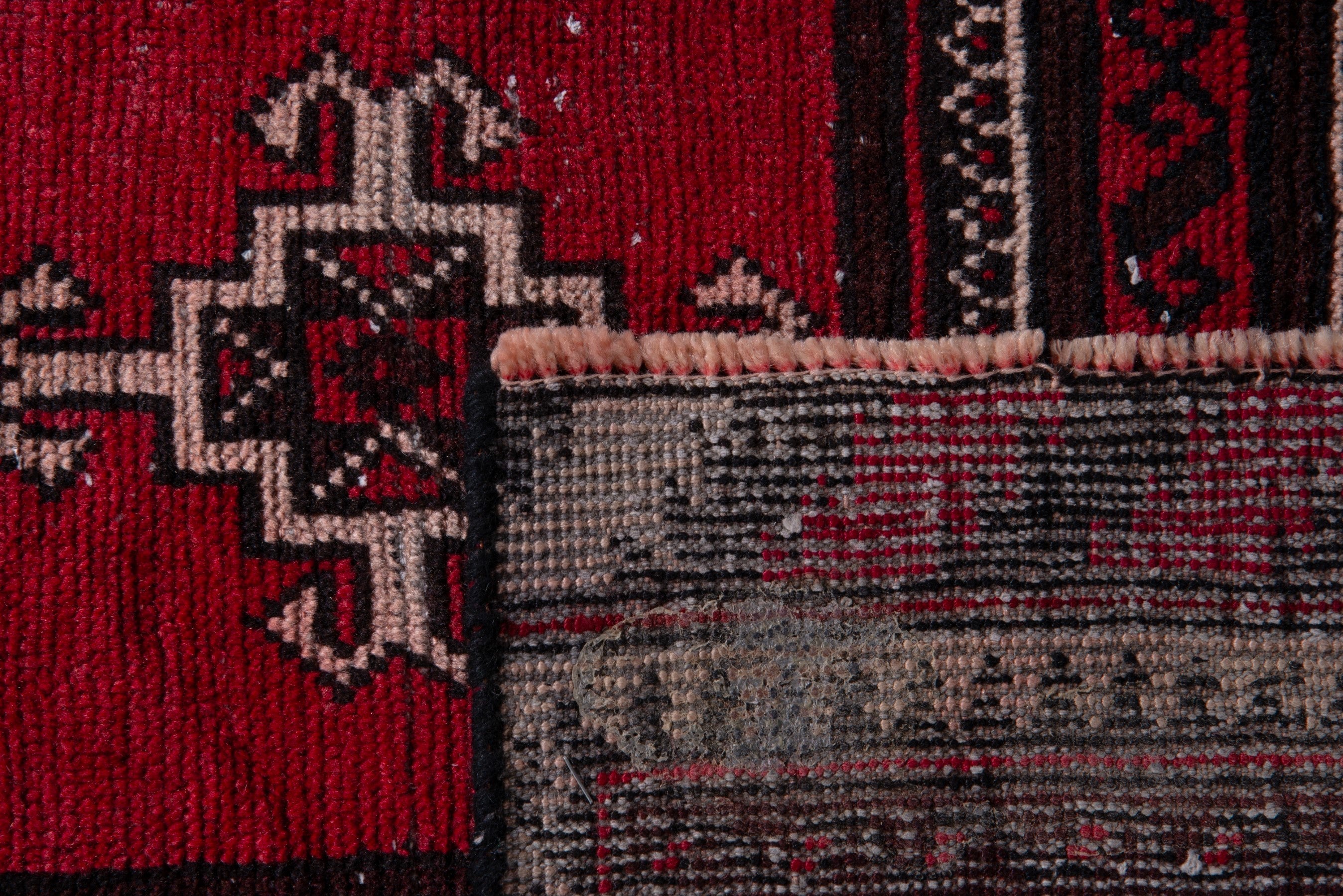 Persian Baluch area rug in deep red and burgundy, view 17 of 17