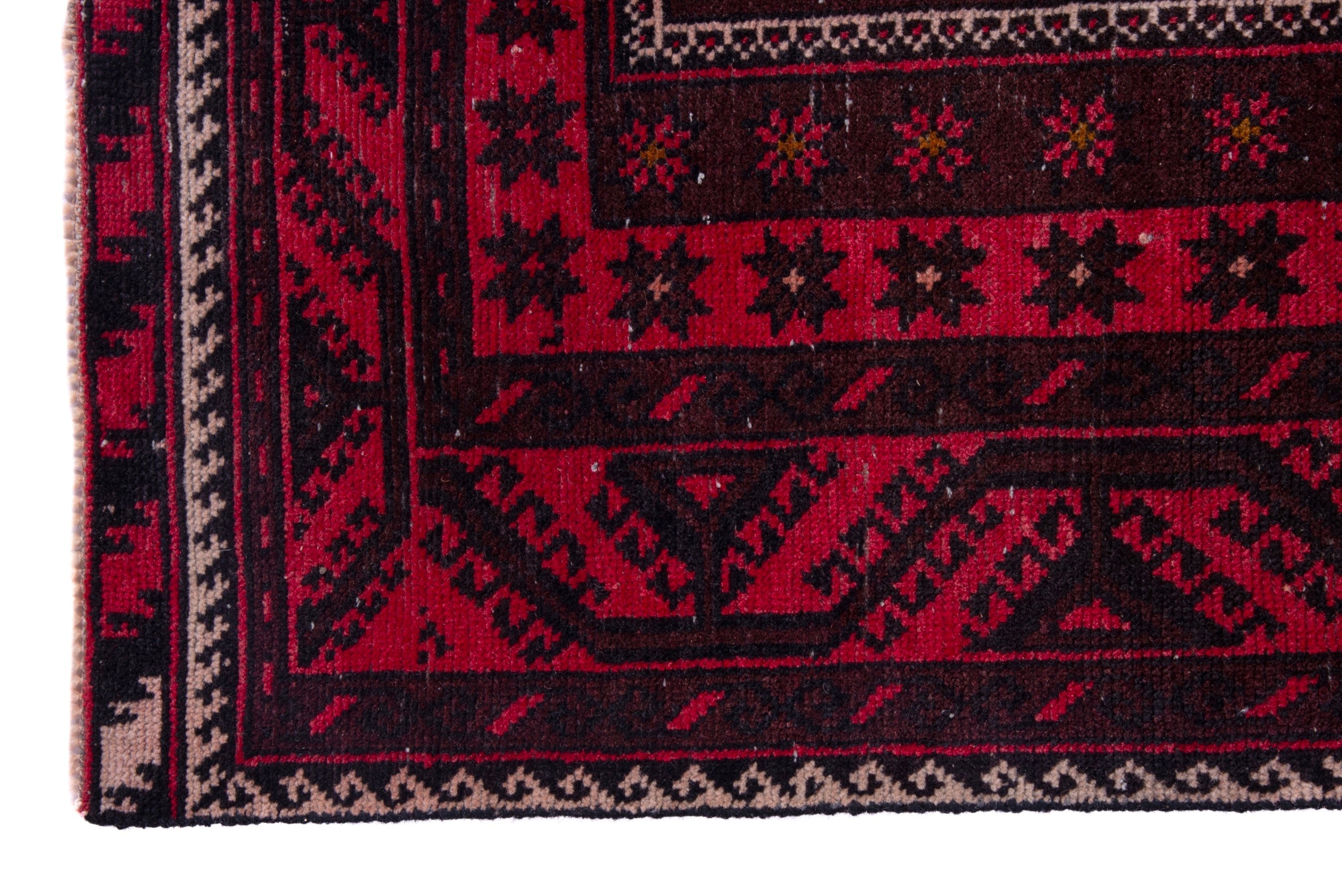 Persian Baluch area rug in deep red and burgundy, view 5 of 17