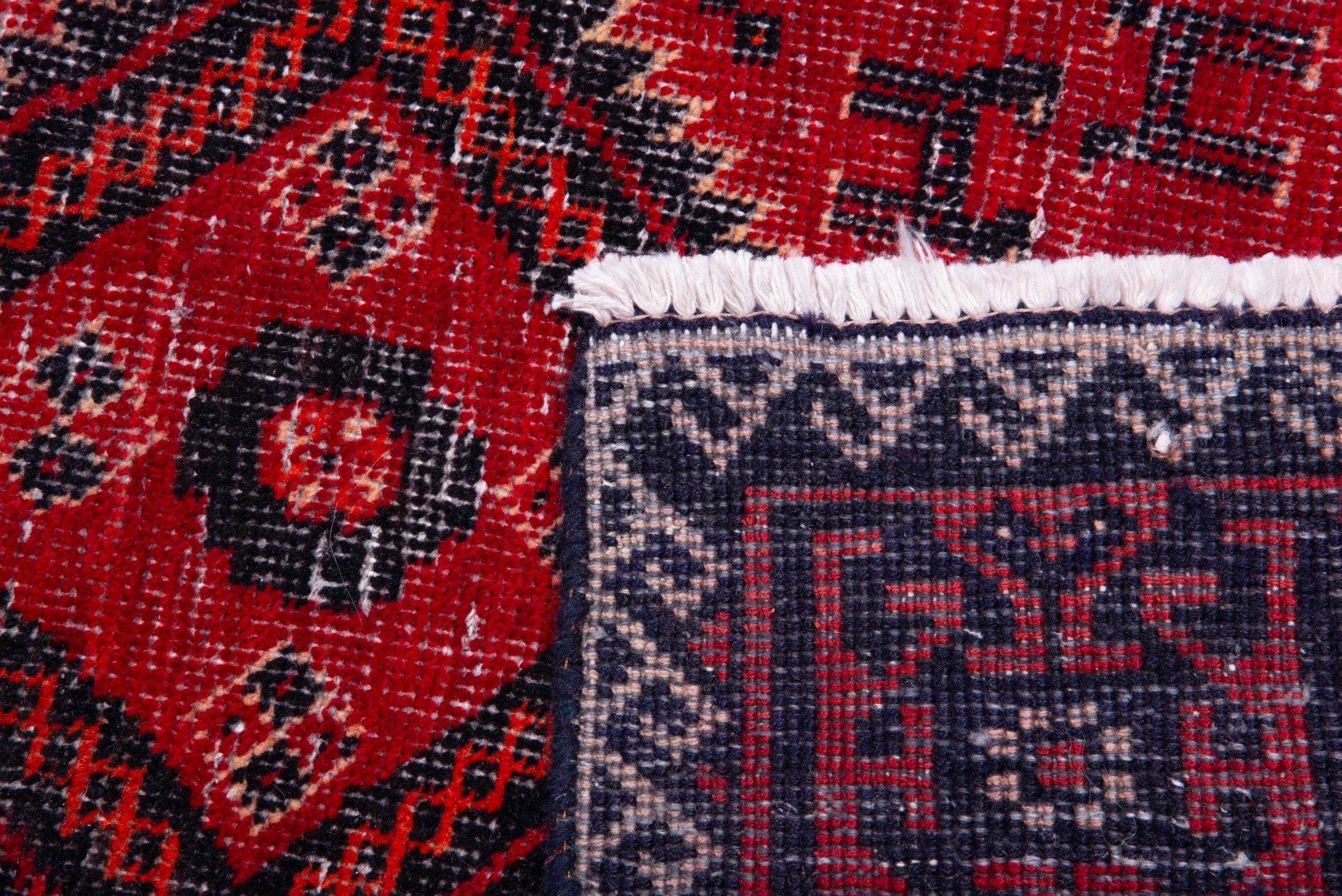 Persian Baluch accent rug in deep red and burgundy, view 16 of 16
