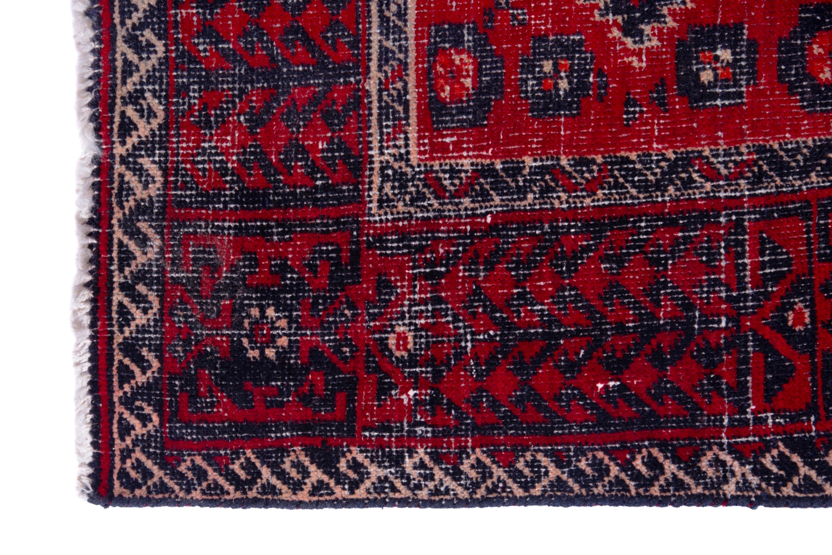 Persian Baluch accent rug in deep red and burgundy, view 5 of 16