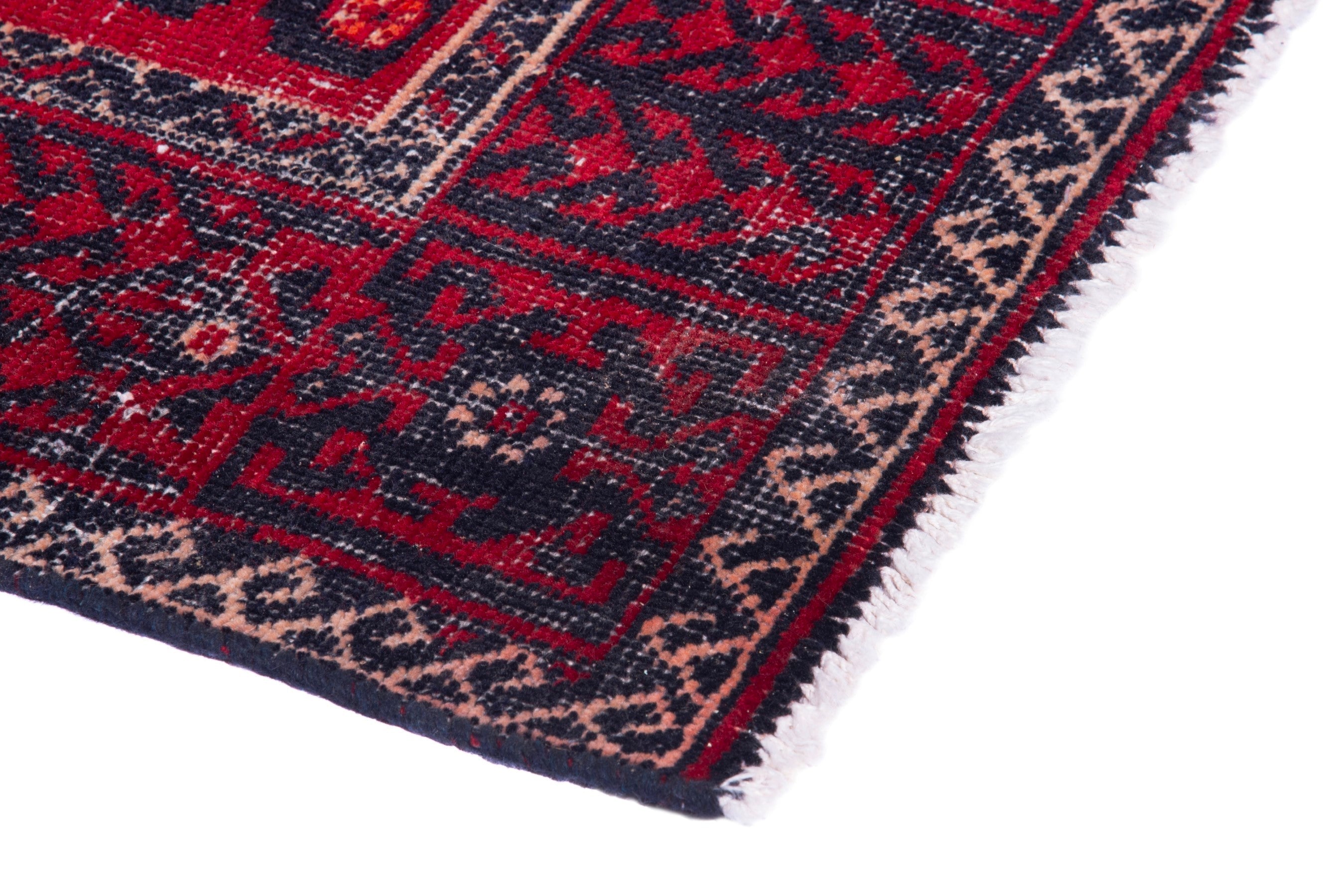 Persian Baluch accent rug in deep red and burgundy, view 4 of 16