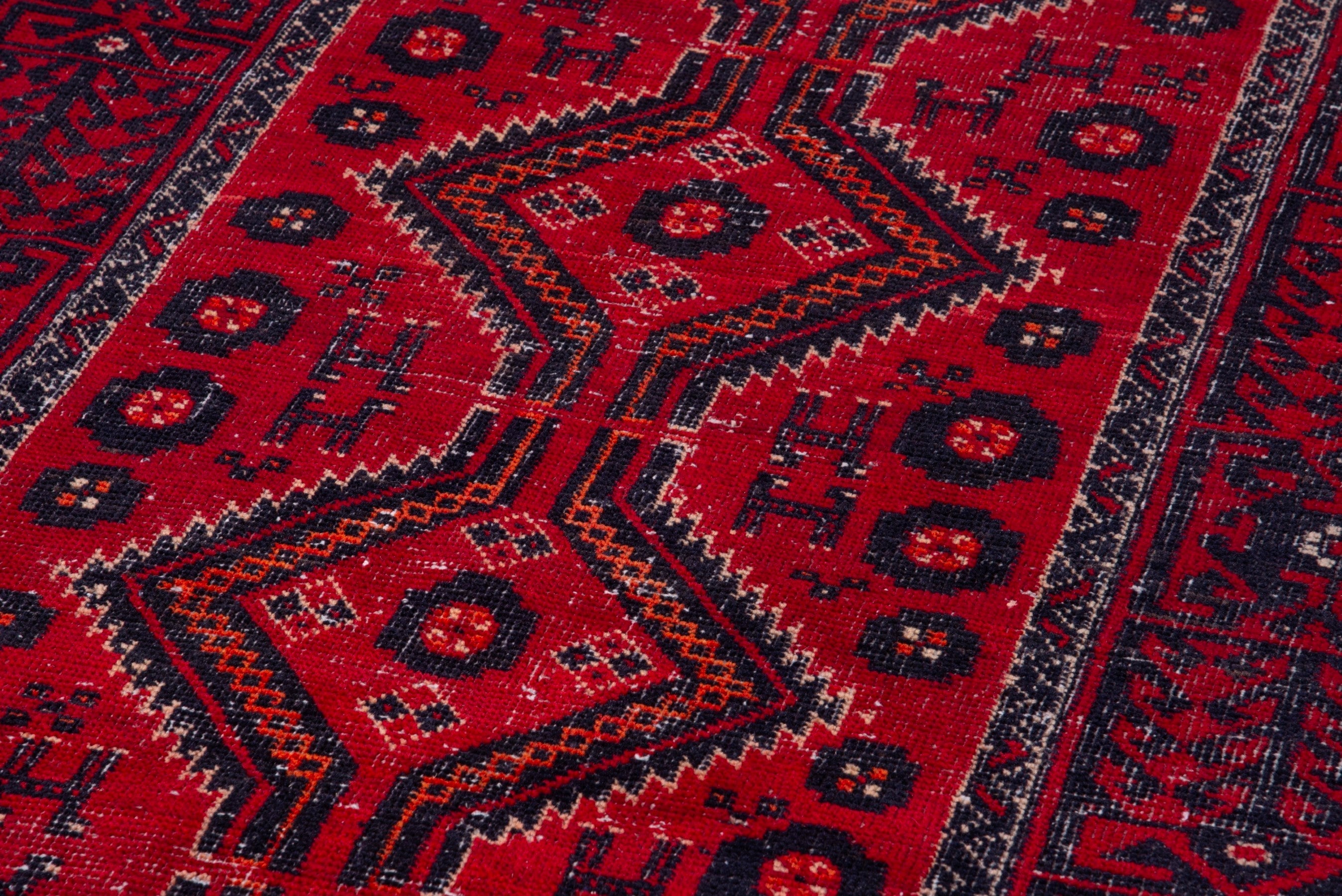 Persian Baluch accent rug in deep red and burgundy, view 9 of 16