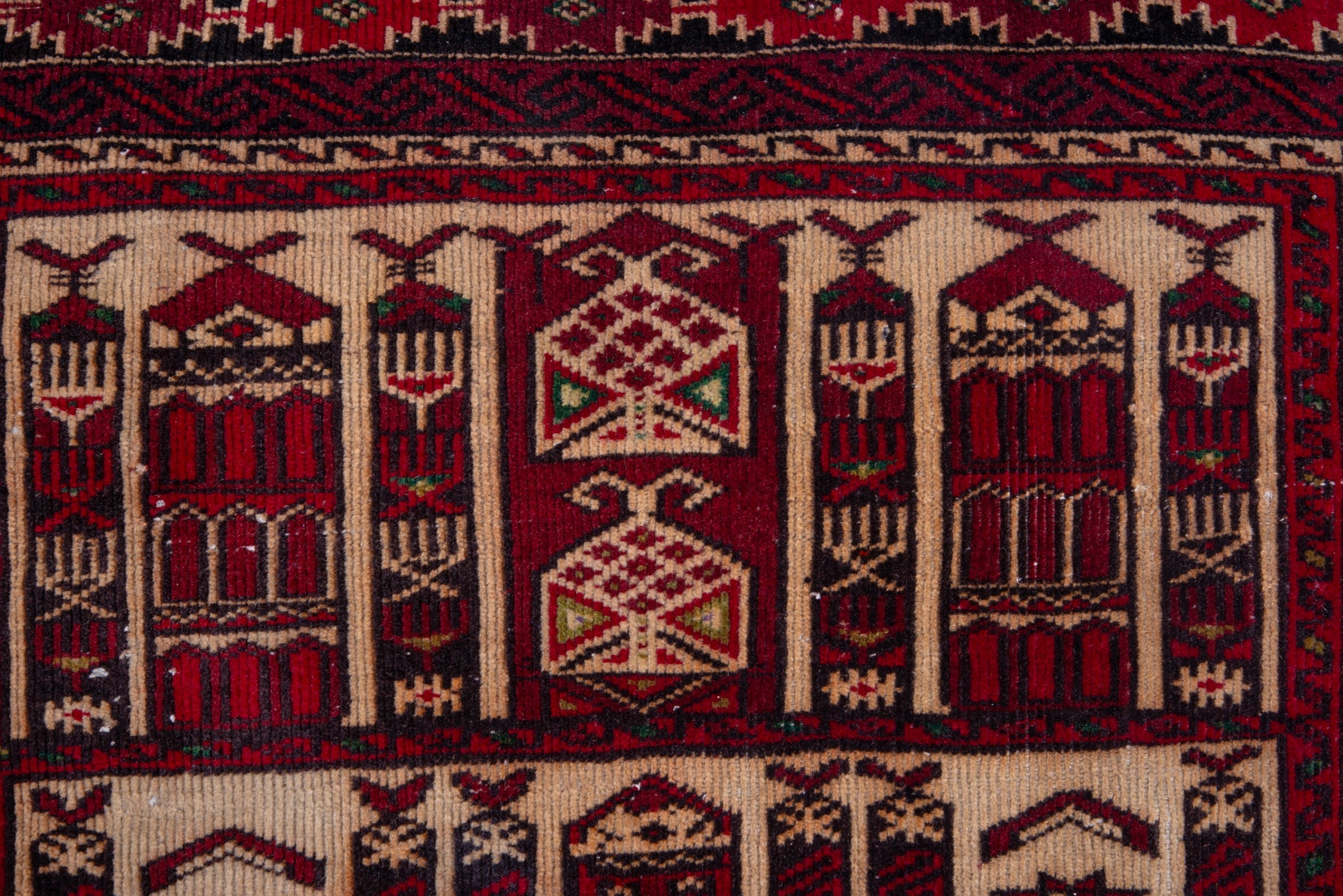 Persian Baluch accent rug in burgundy and cream, view 11 of 16