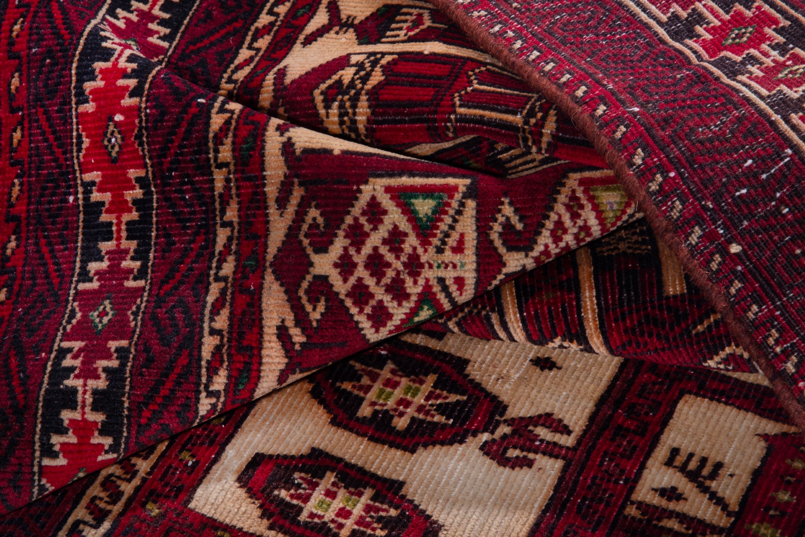 Persian Baluch accent rug in burgundy and cream, view 15 of 16