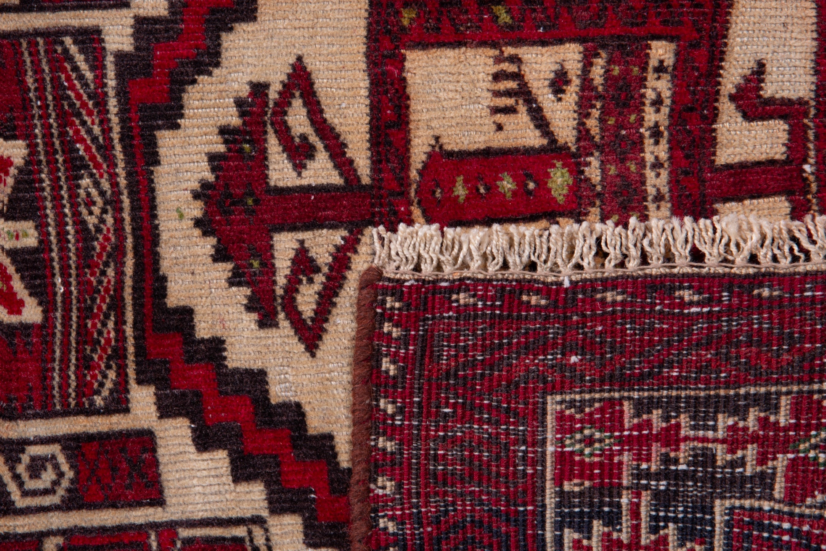 Persian Baluch accent rug in burgundy and cream, view 16 of 16