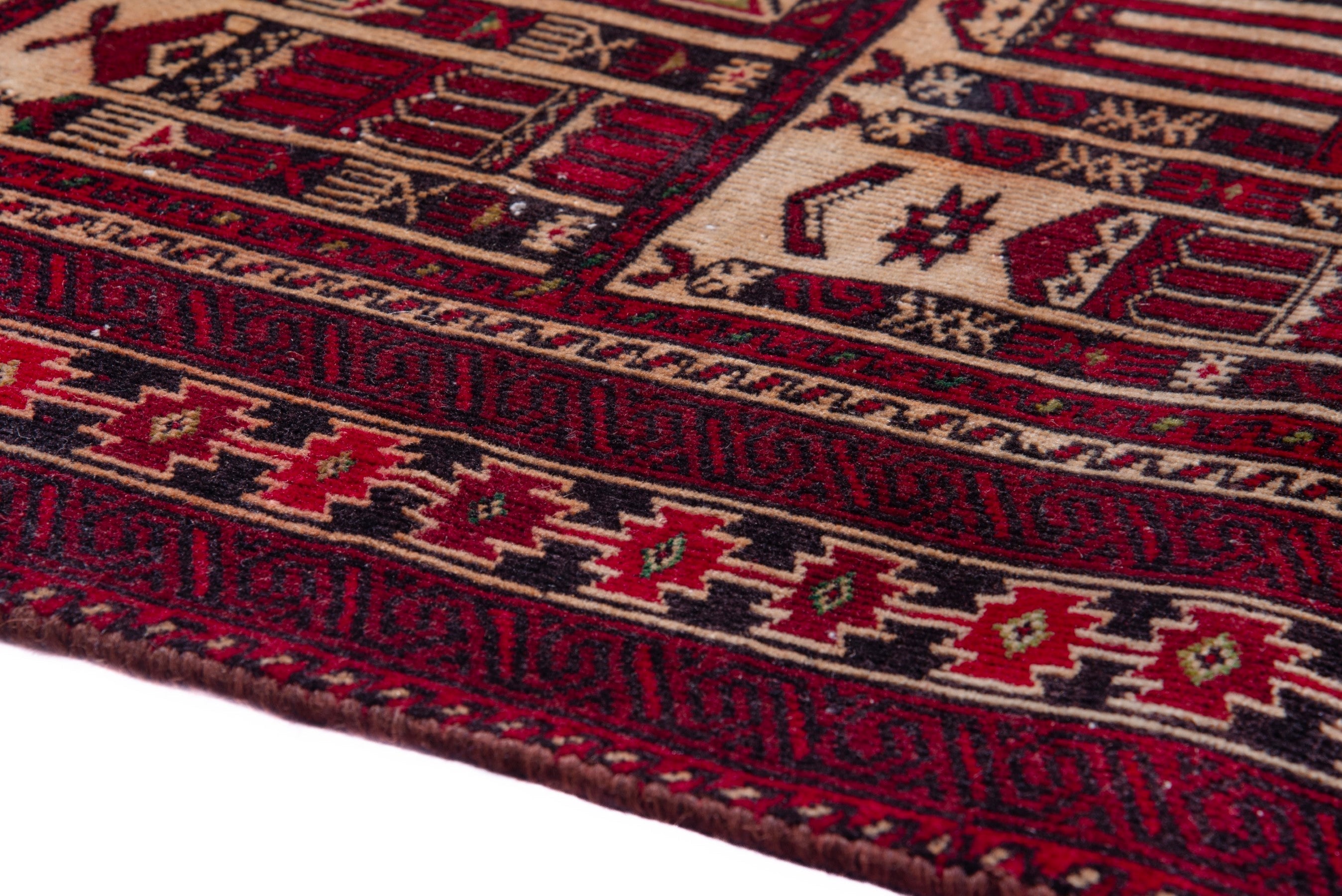 Persian Baluch accent rug in burgundy and cream, view 8 of 16