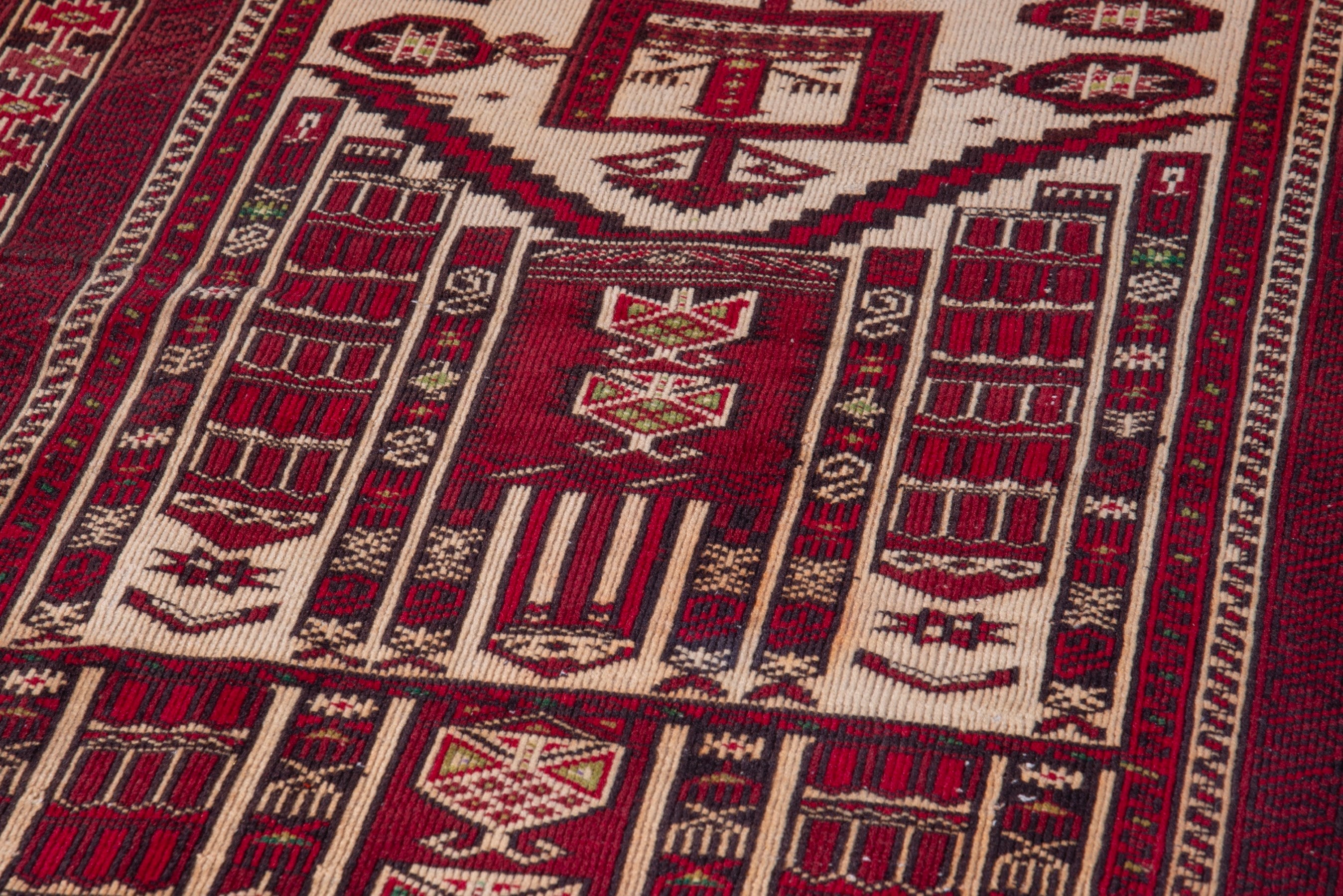 Persian Baluch accent rug in burgundy and cream, view 9 of 16