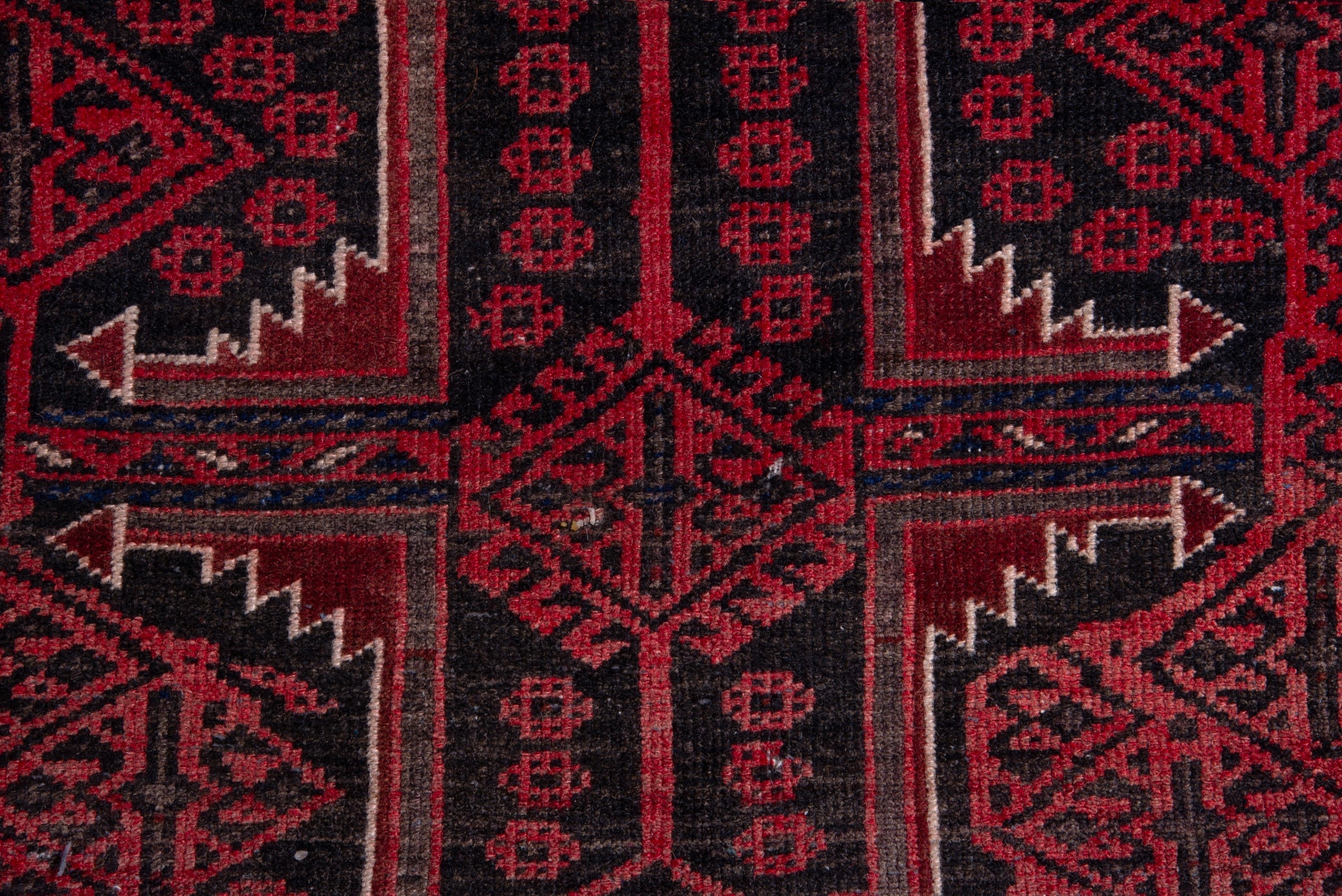 Persian Baluch accent rug in deep red and burgundy, view 11 of 16