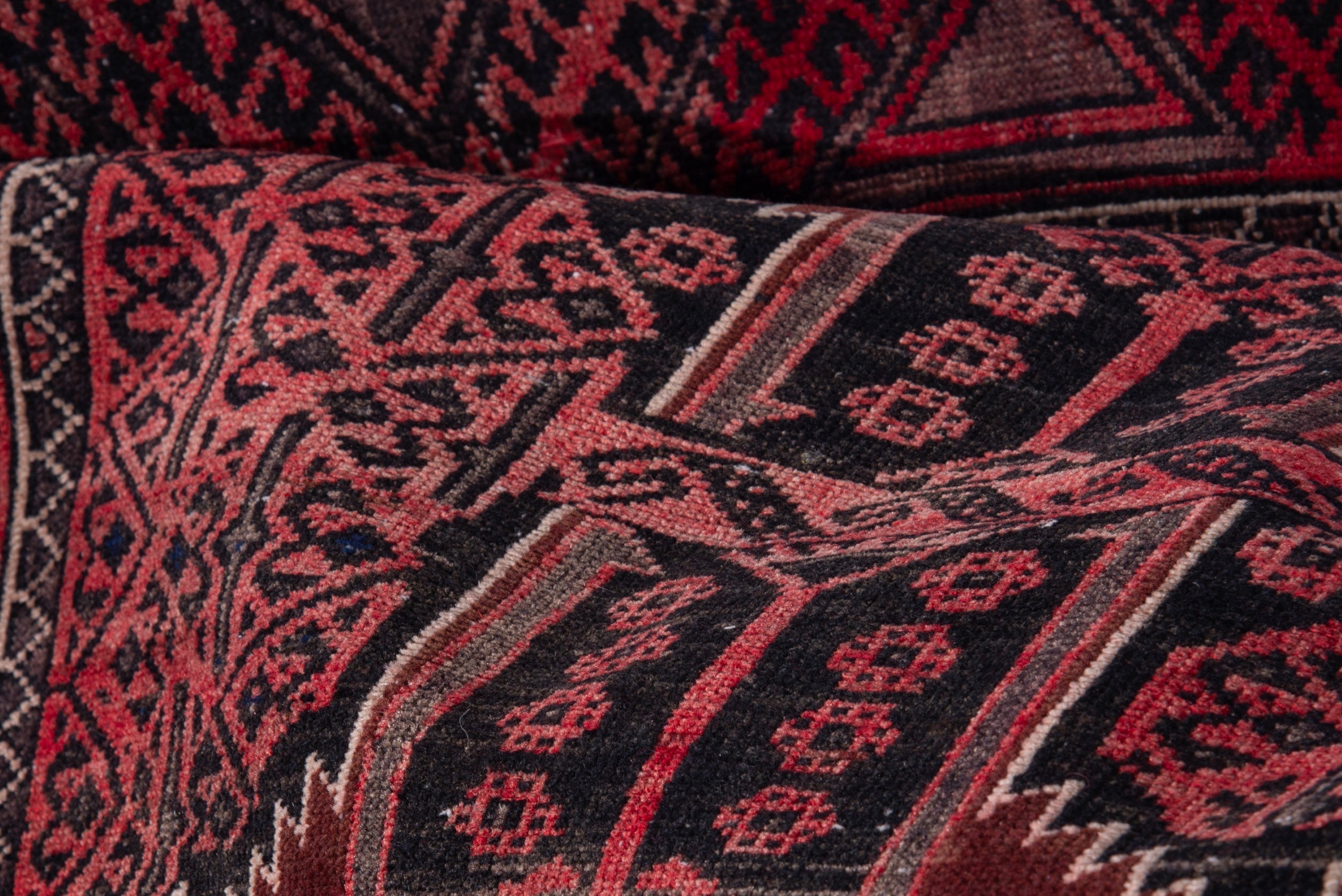Persian Baluch accent rug in deep red and burgundy, view 15 of 16