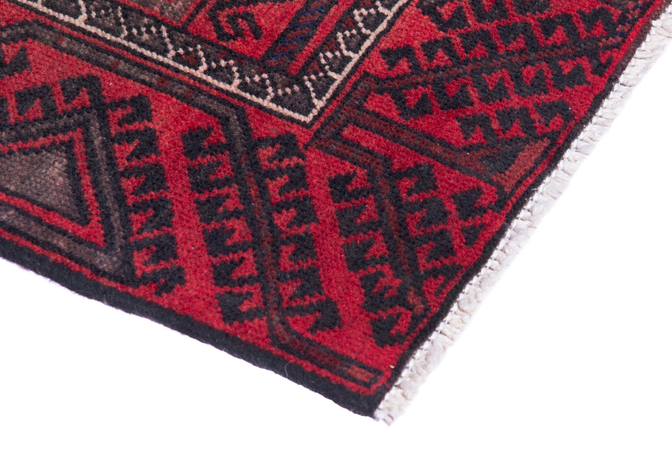 Persian Baluch accent rug in deep red and burgundy, view 4 of 16