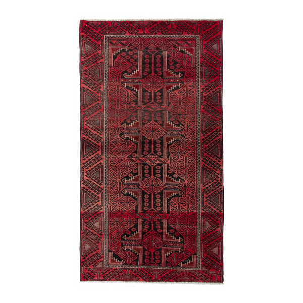 Persian Baluch accent rug in deep red and burgundy, 3'3" x 6'