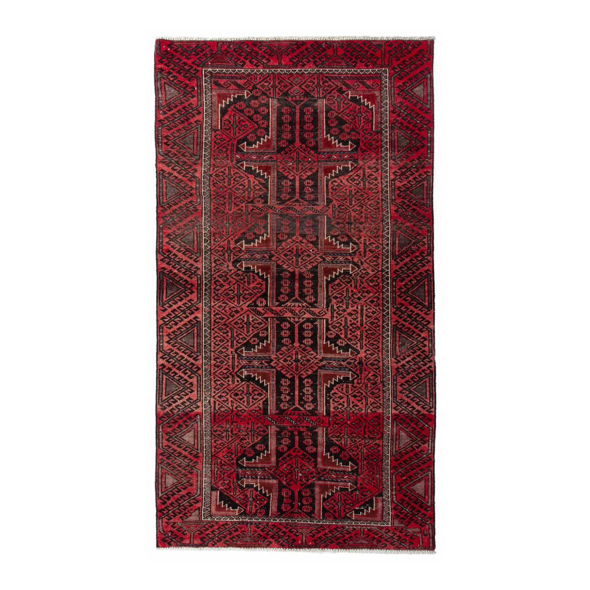 Persian Baluch accent rug in deep red and burgundy, 3'3" x 6'
