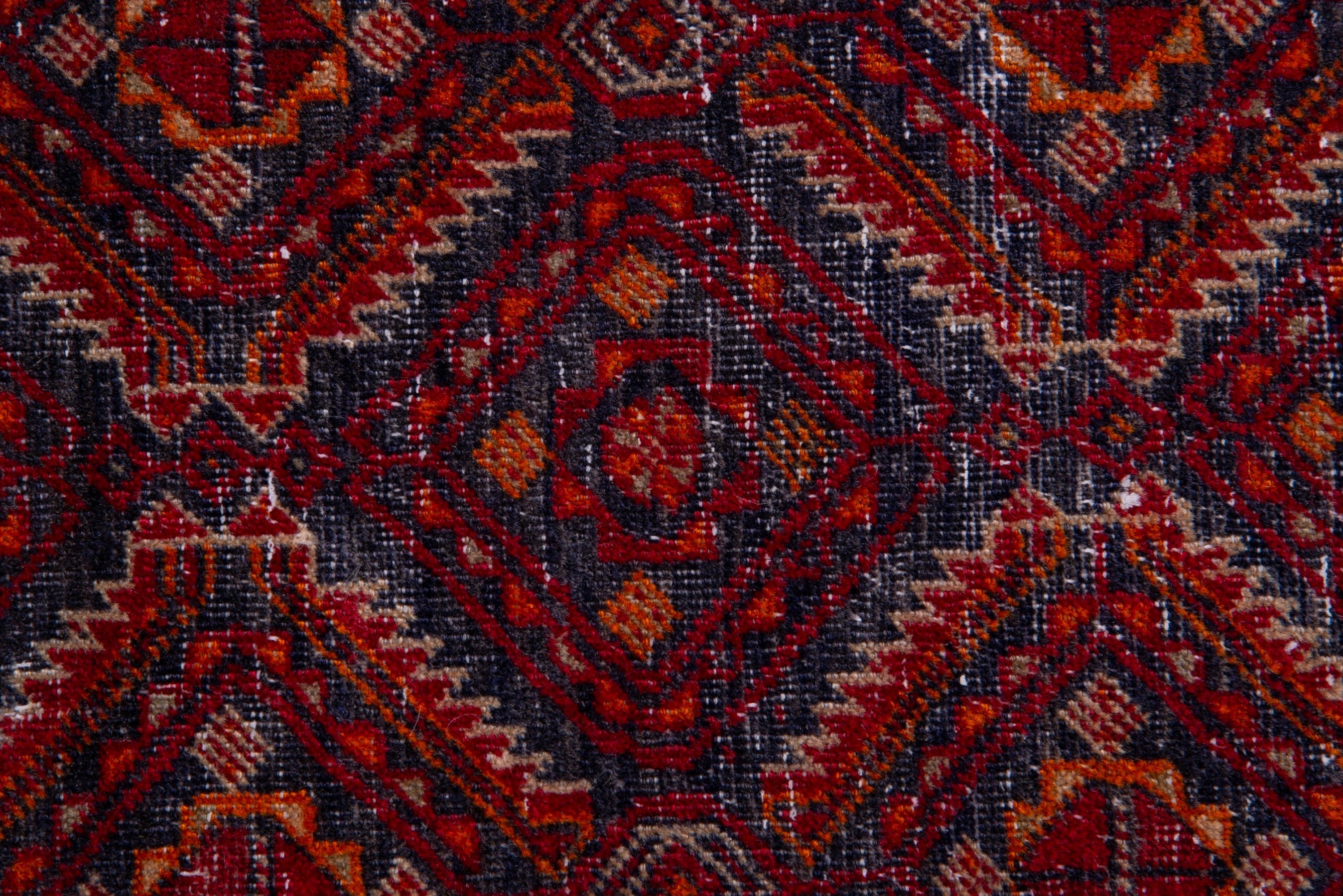 Persian Baluch accent rug in deep red and dark blue, view 10 of 15