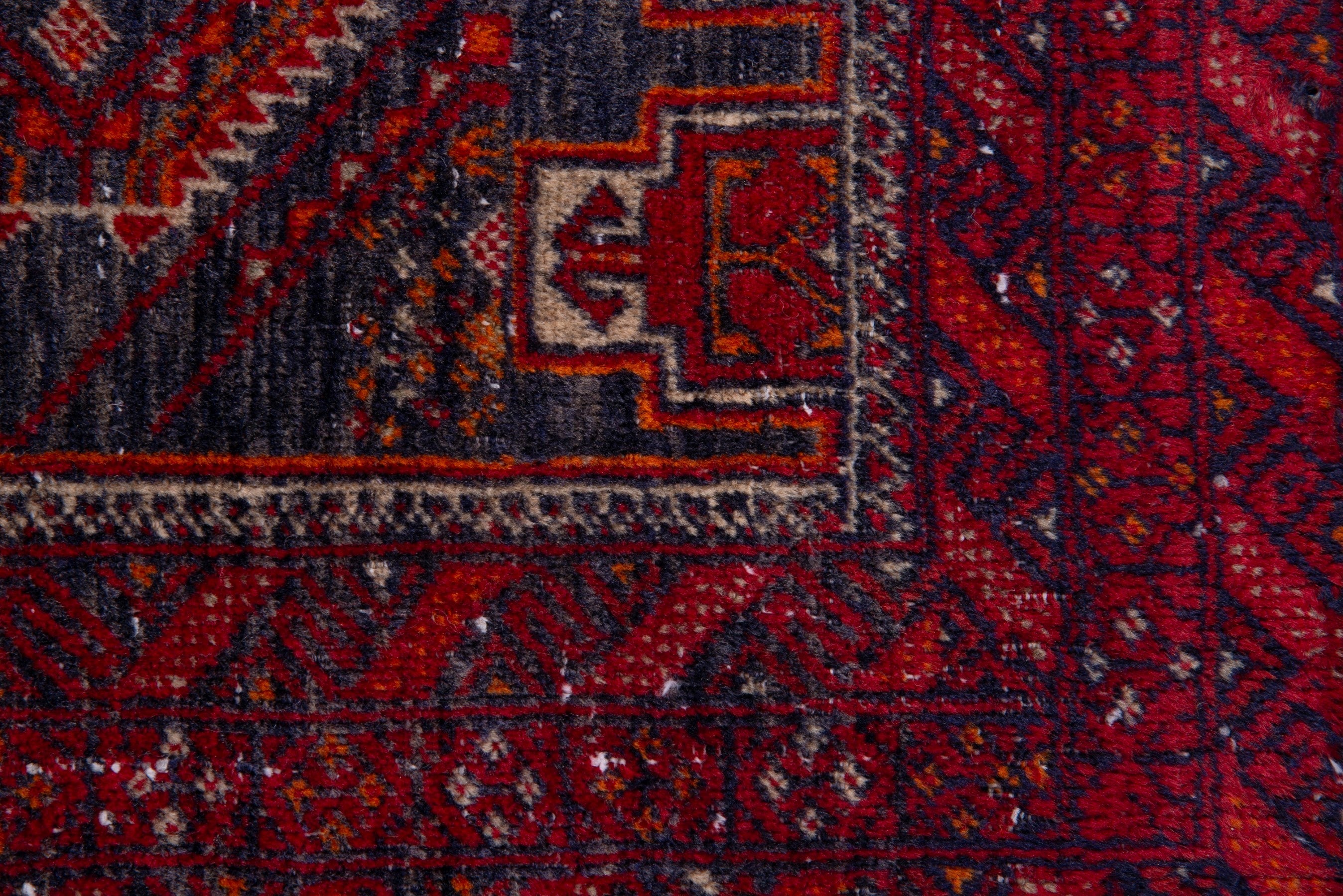 Persian Baluch accent rug in deep red and dark blue, view 11 of 15
