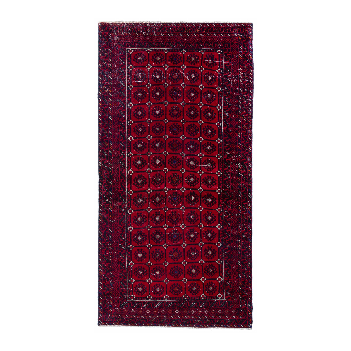 Persian Baluch runner rug in deep red and burgundy, 2'11" x 6'