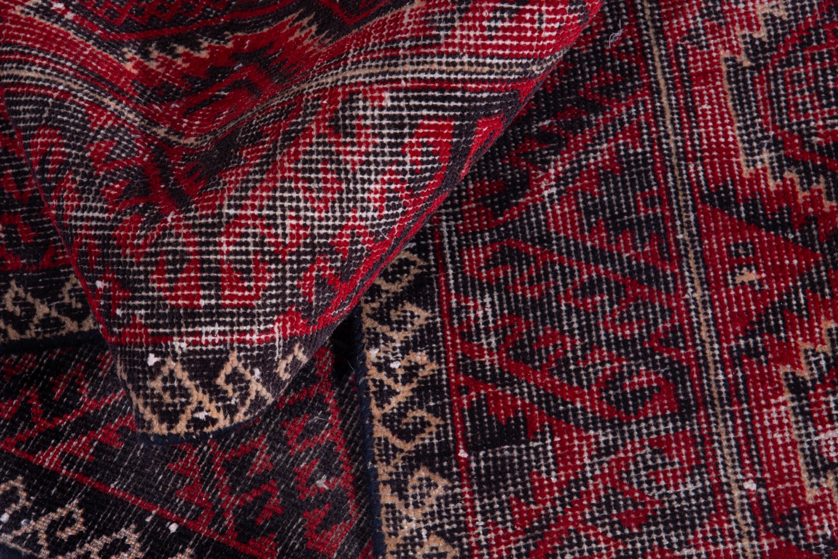 Persian Baluch runner rug in deep red and faded red, view 13 of 17