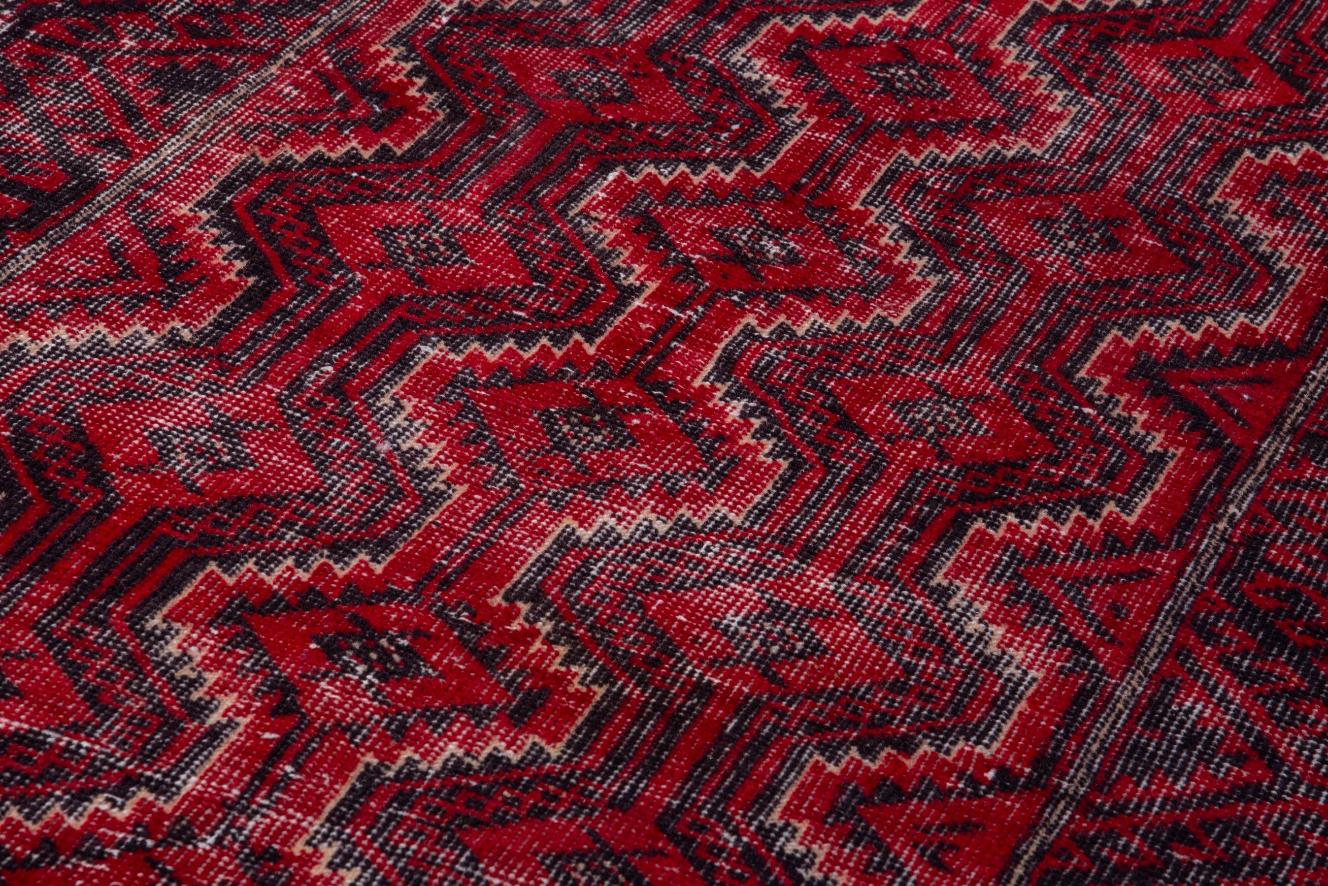 Persian Baluch runner rug in deep red and faded red, view 9 of 17