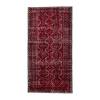 Persian Baluch runner rug in deep red and faded red, 3'1" x 6'3"