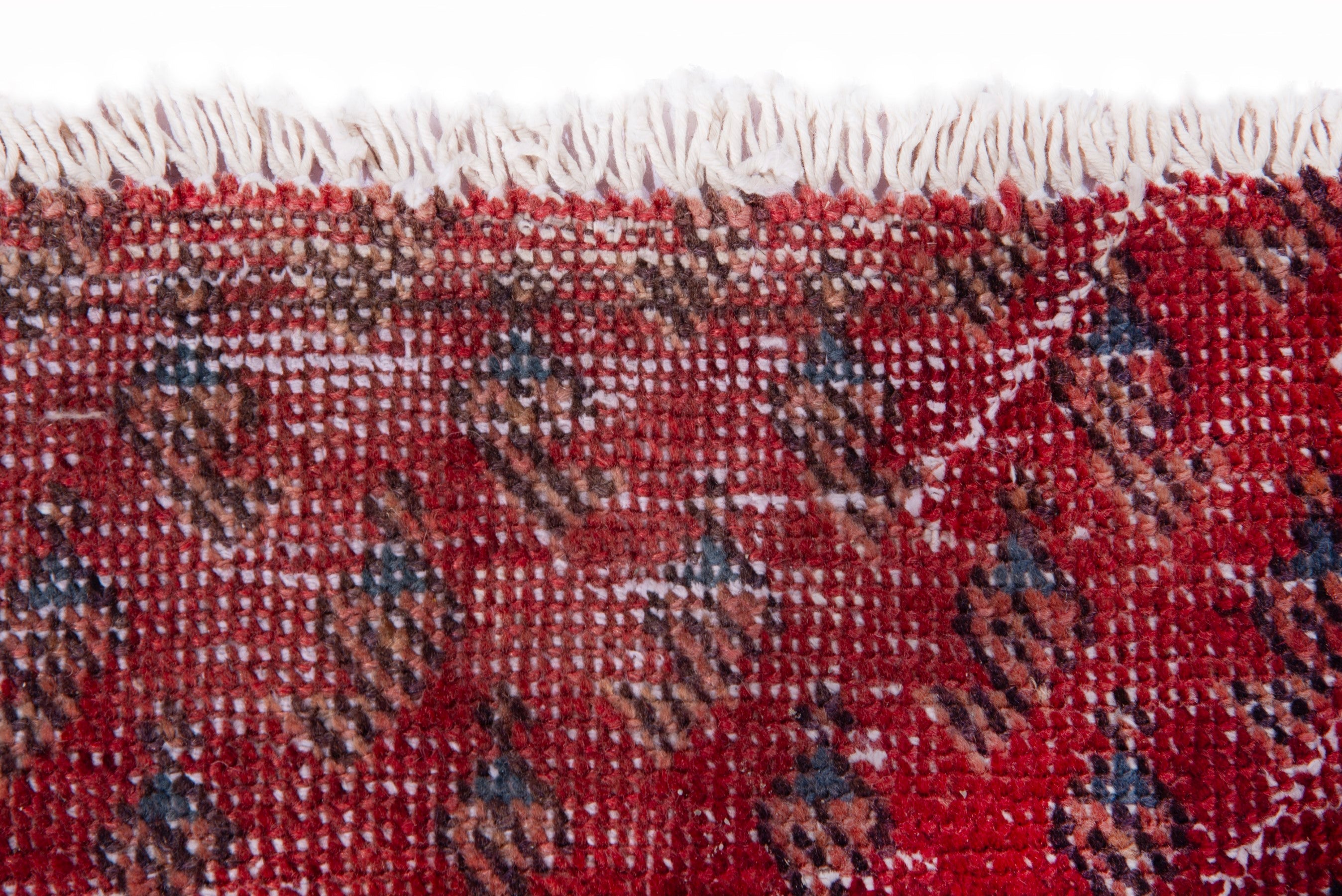 Persian Botteh runner rug in faded red and deep red, view 11 of 16