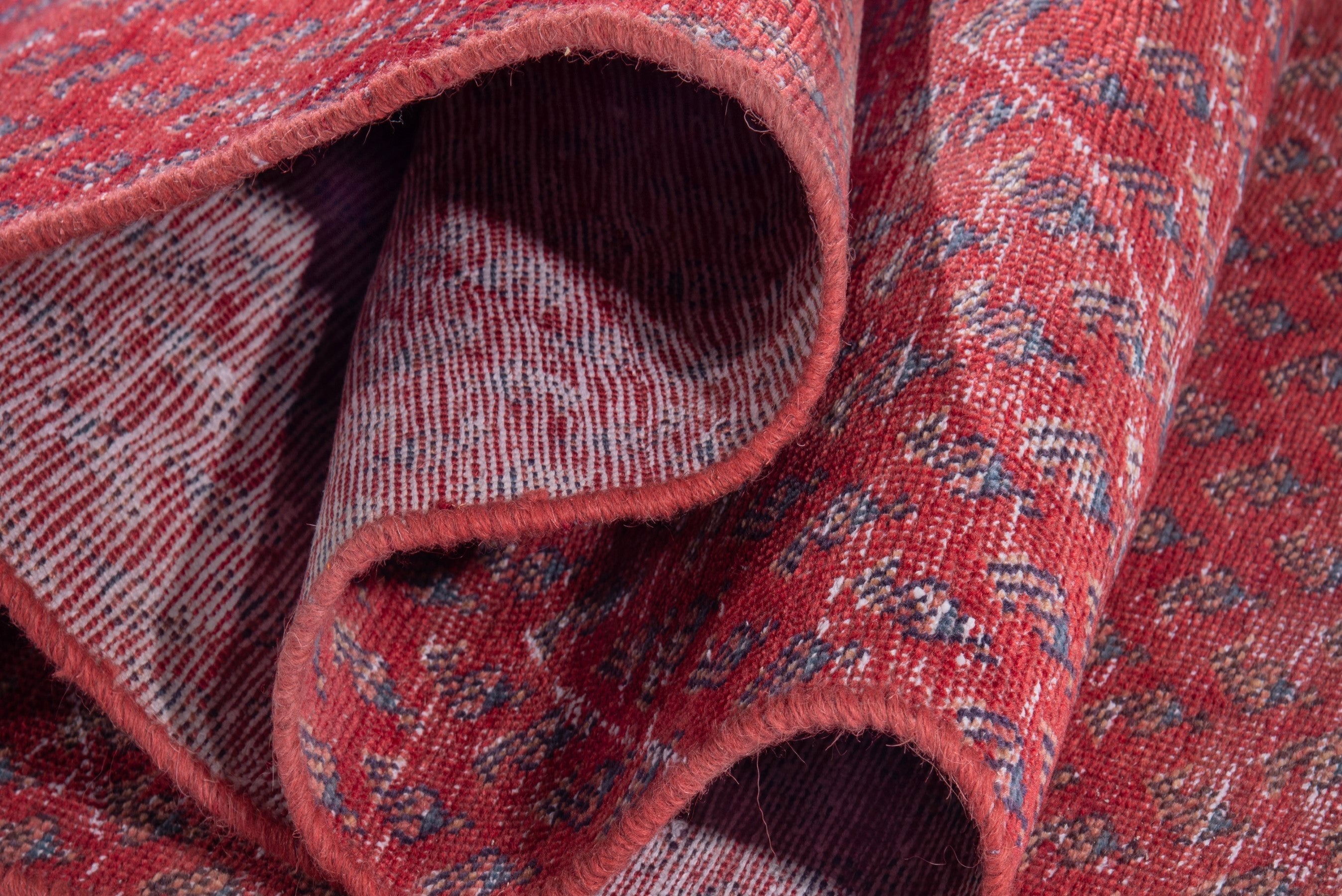 Persian Botteh runner rug in faded red and deep red, view 13 of 16