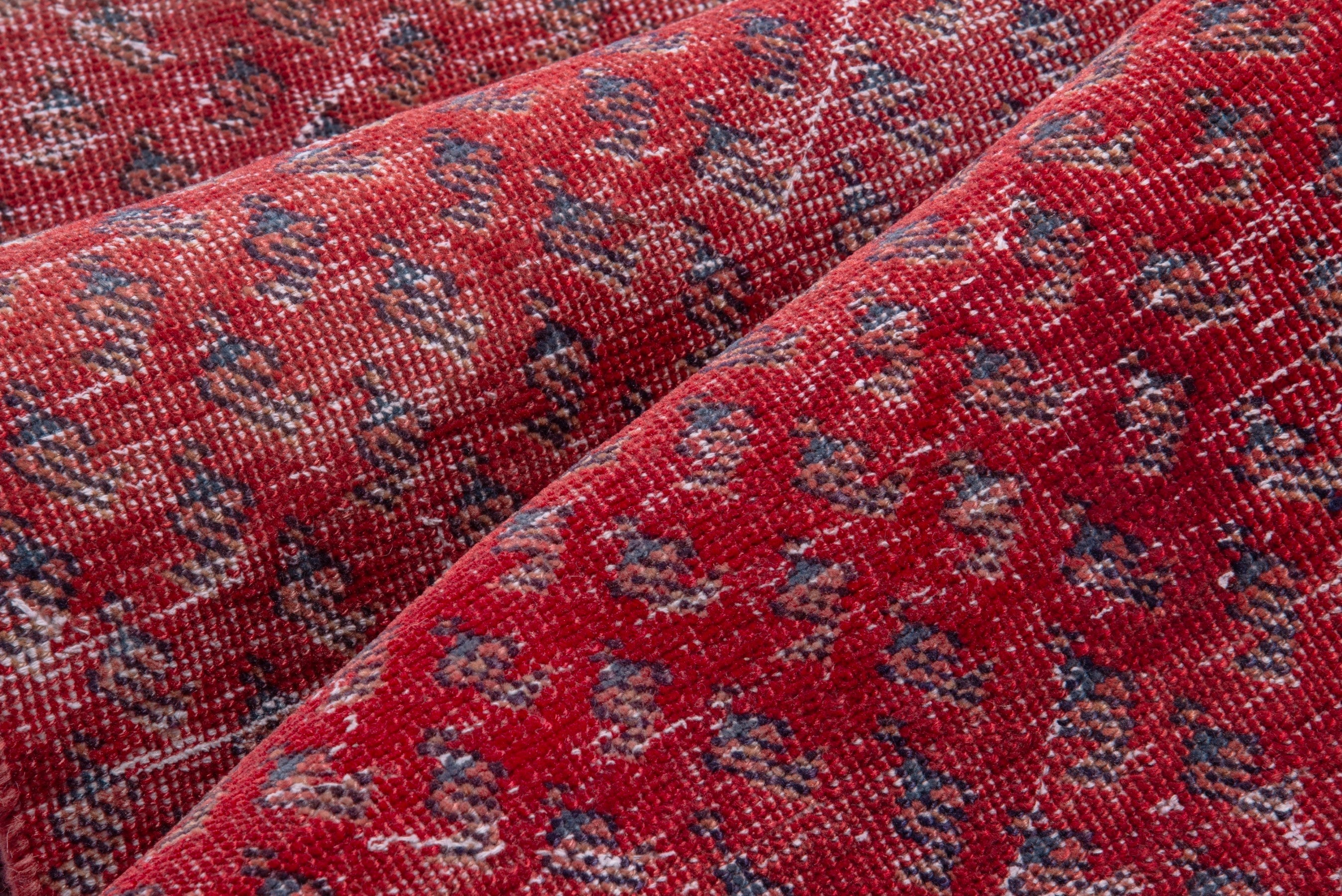 Persian Botteh runner rug in faded red and deep red, view 15 of 16