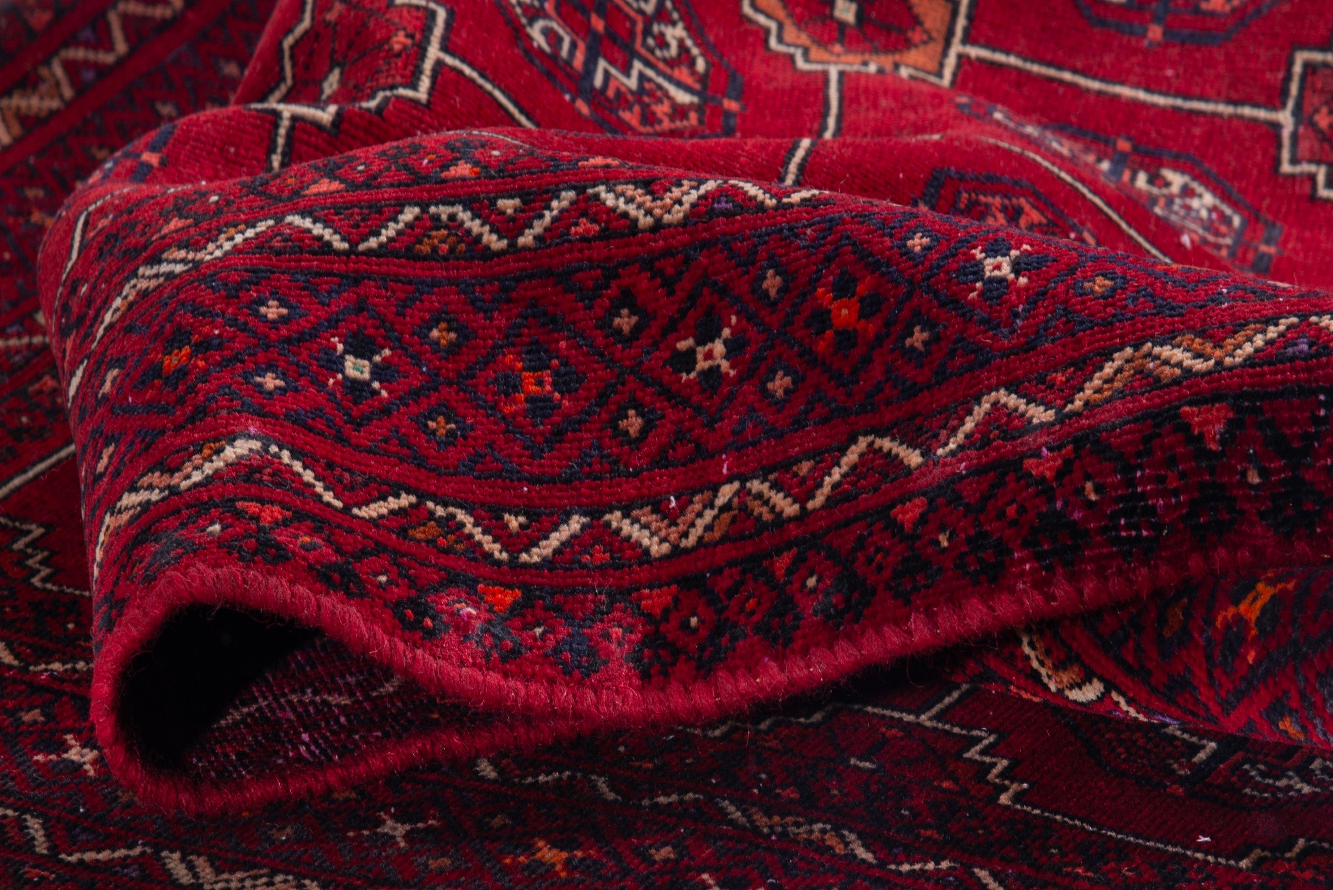 Persian Baluch accent rug in burgundy and deep red, view 16 of 18