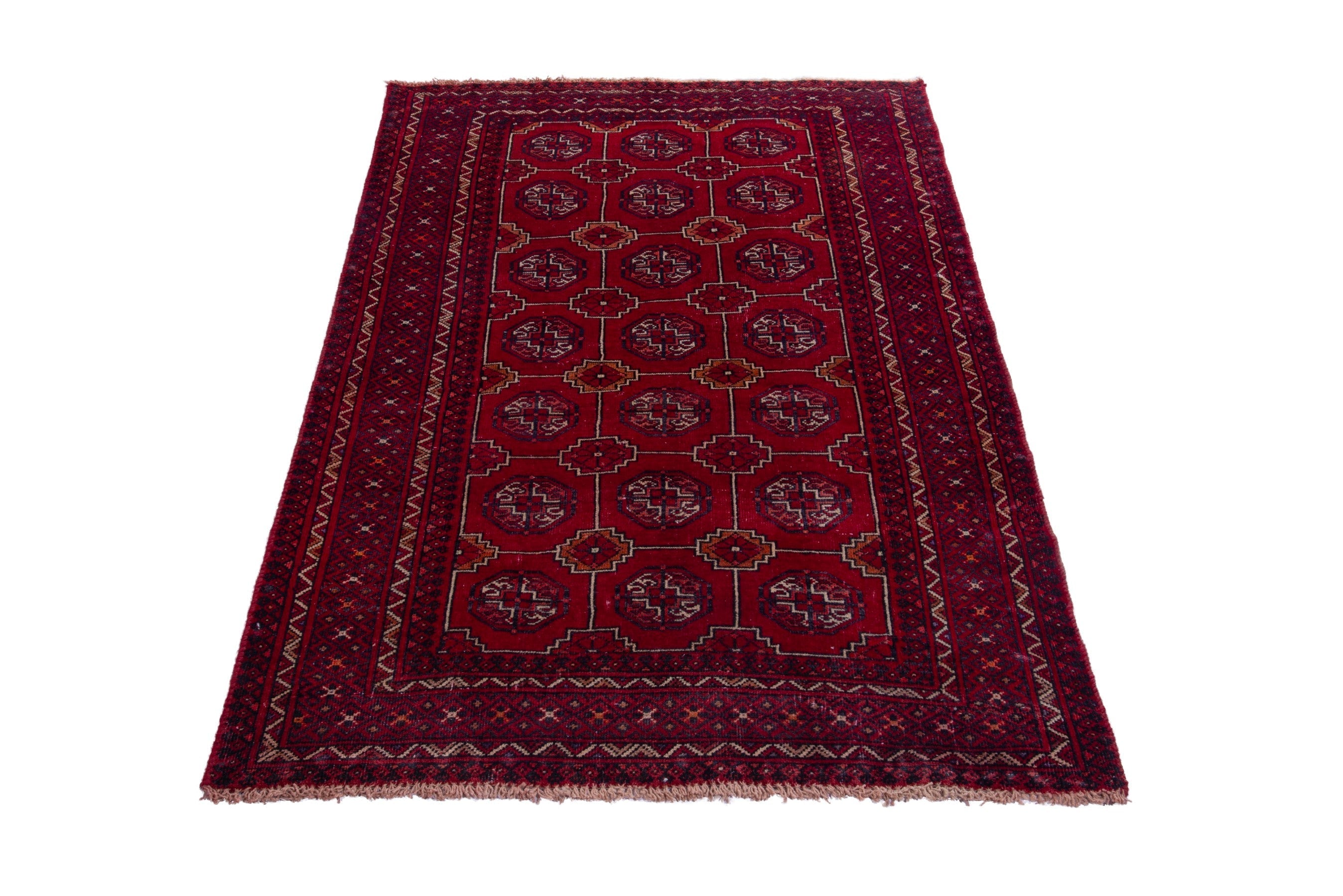 Persian Baluch accent rug in burgundy and deep red, view 2 of 18