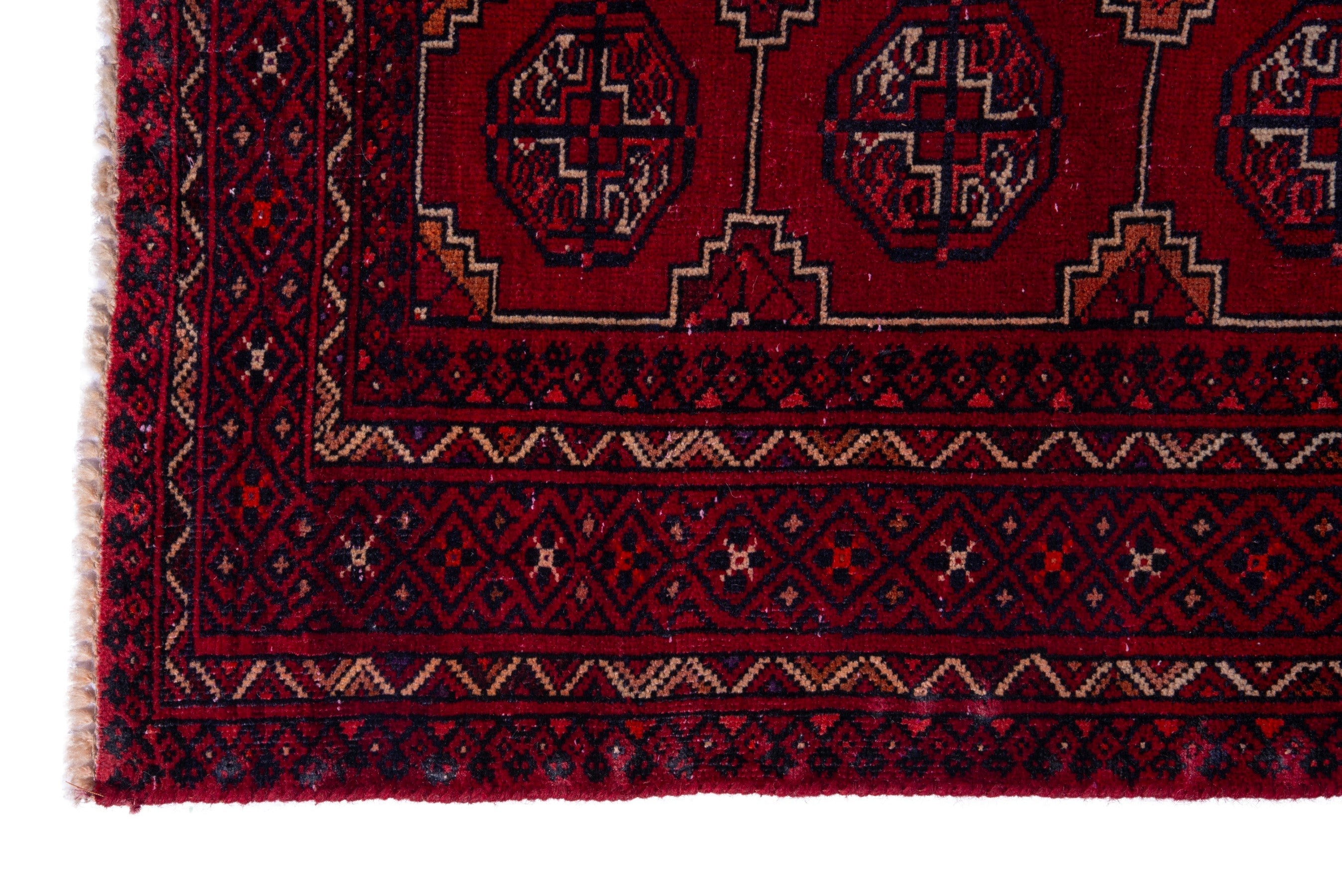 Persian Baluch accent rug in burgundy and deep red, view 5 of 18