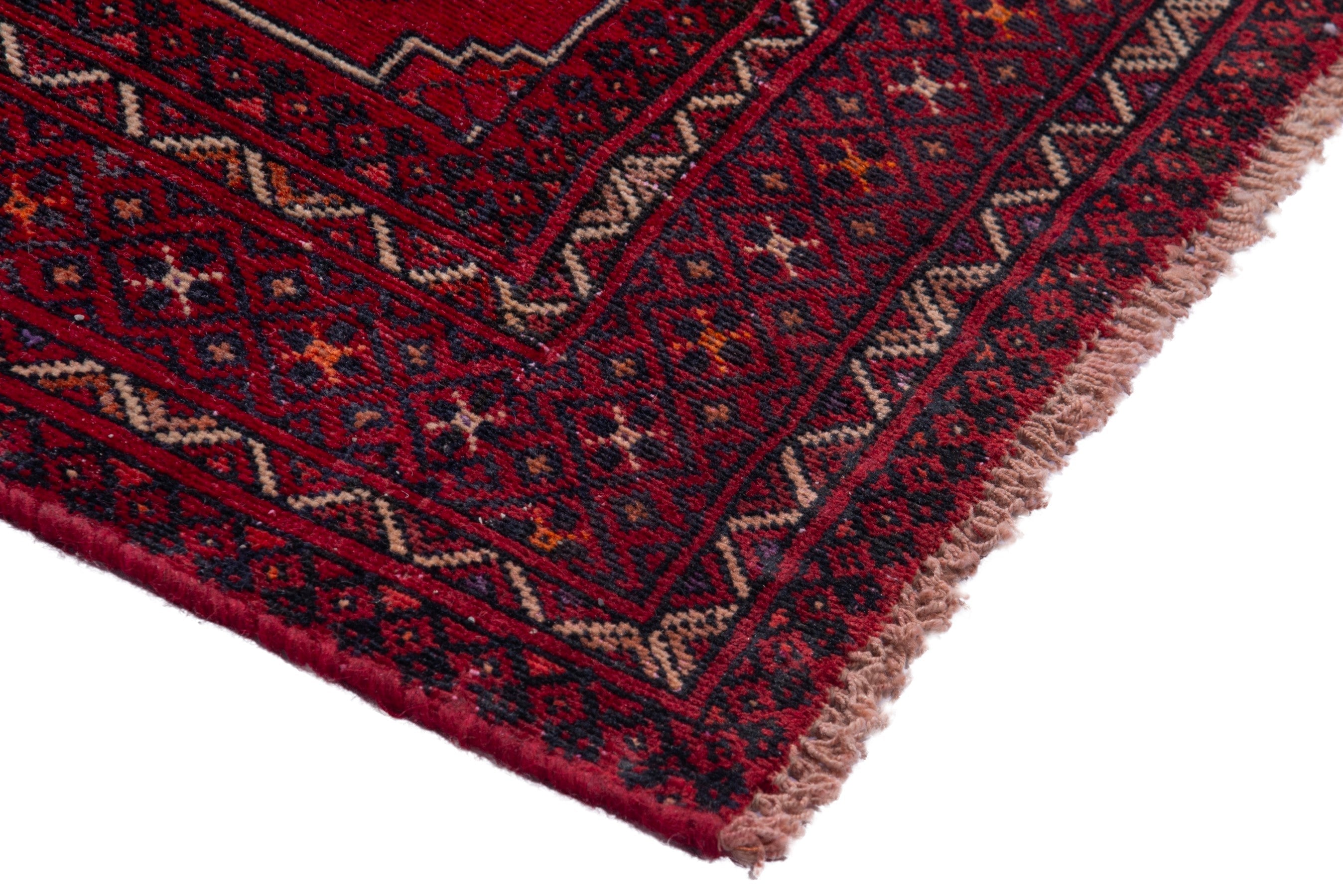 Persian Baluch accent rug in burgundy and deep red, view 4 of 18
