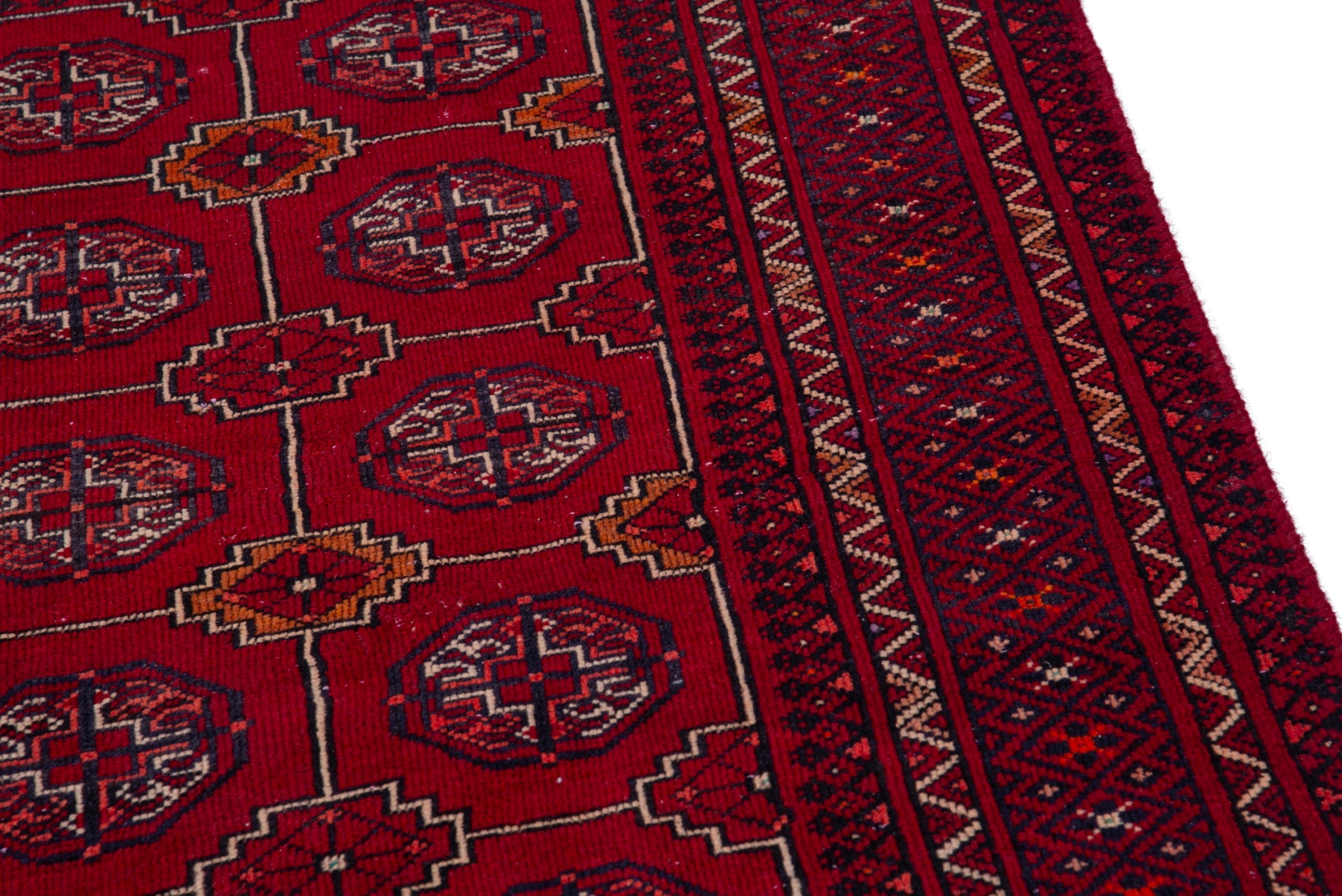 Persian Baluch accent rug in burgundy and deep red, view 7 of 18