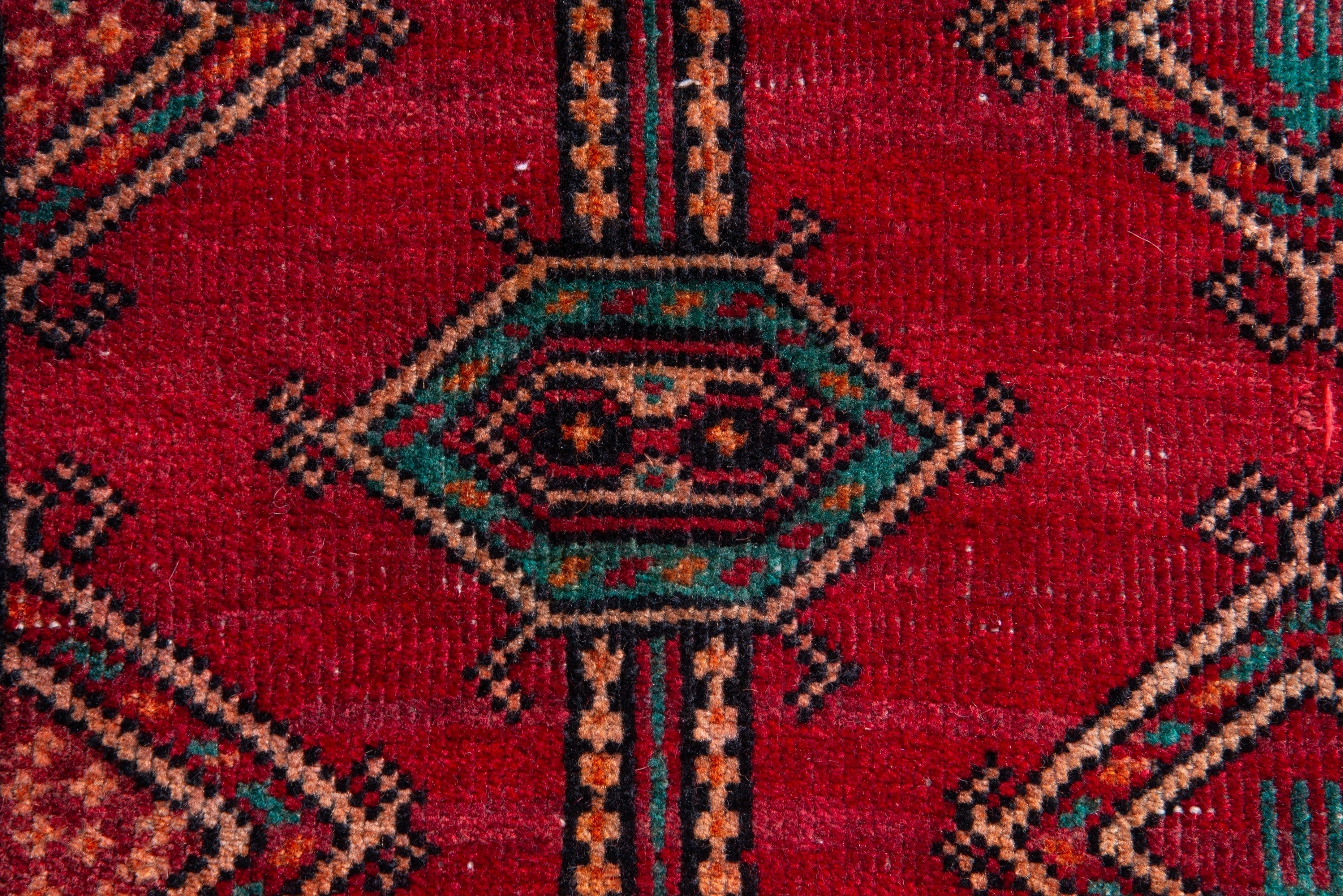 Persian Baluch accent rug in deep red and burgundy, view 11 of 17