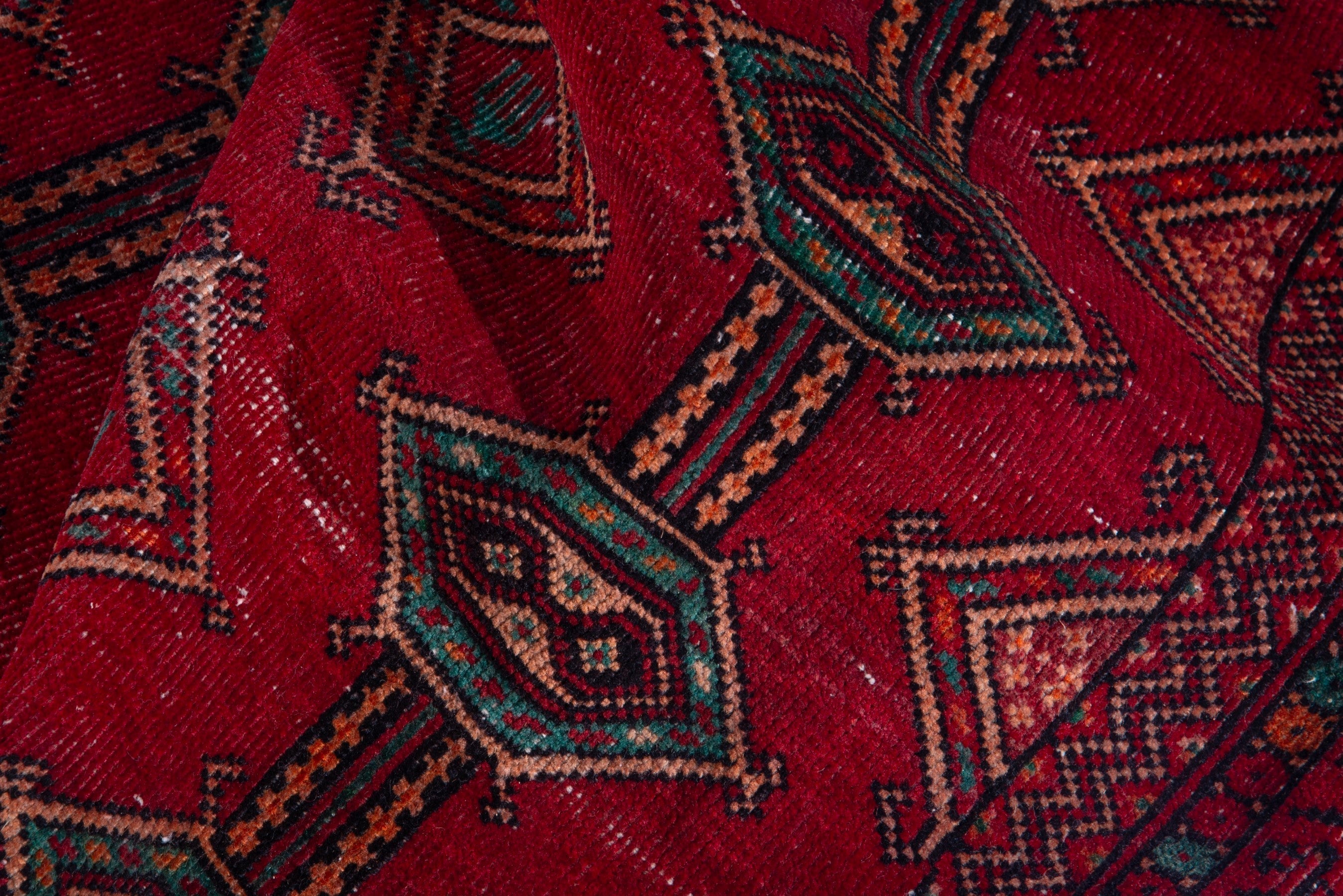 Persian Baluch accent rug in deep red and burgundy, view 13 of 17