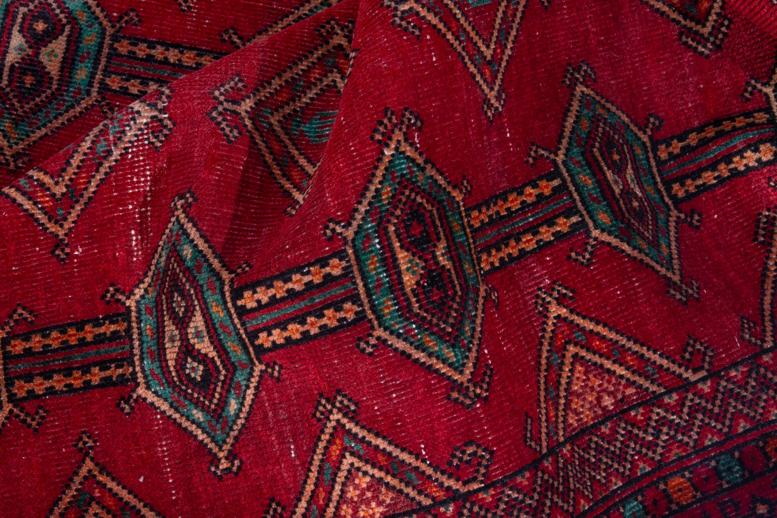 Persian Baluch accent rug in deep red and burgundy, view 14 of 17