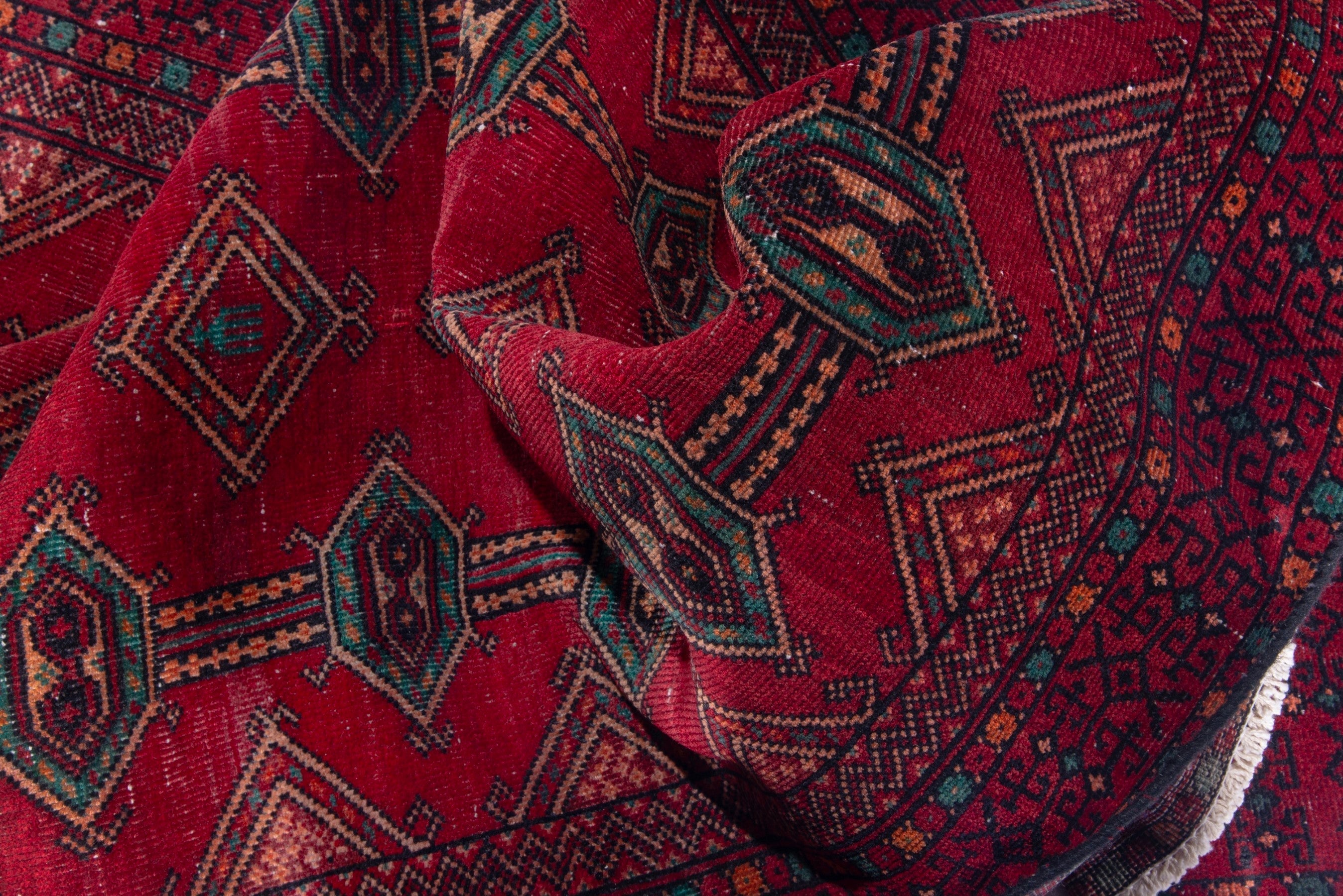 Persian Baluch accent rug in deep red and burgundy, view 15 of 17