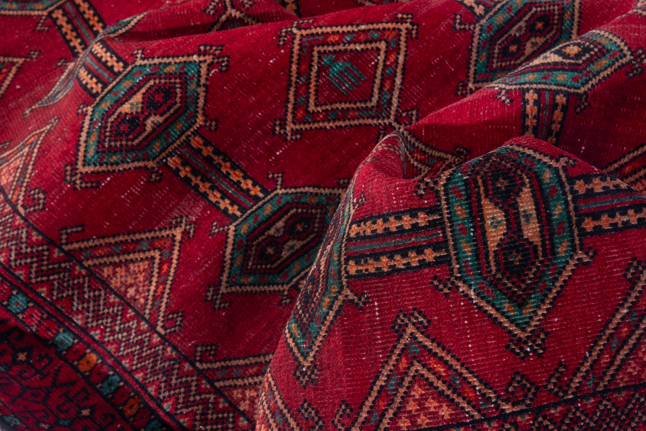 Persian Baluch accent rug in deep red and burgundy, view 16 of 17
