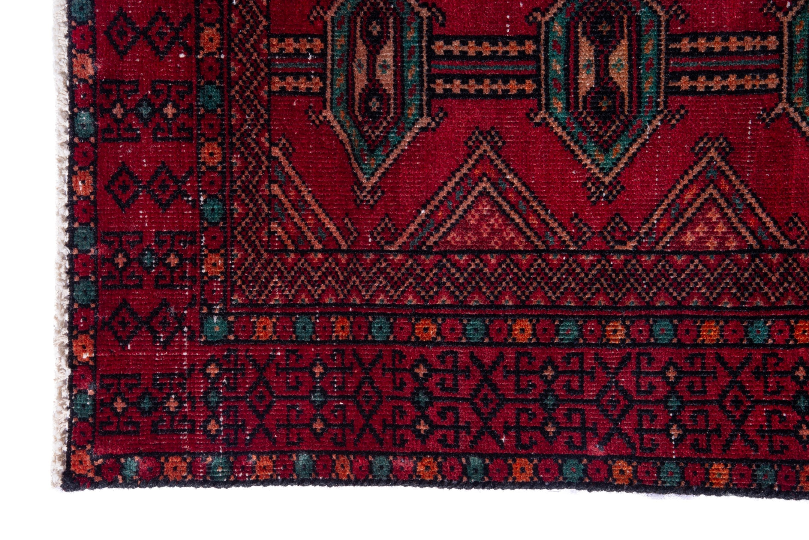 Persian Baluch accent rug in deep red and burgundy, view 5 of 17