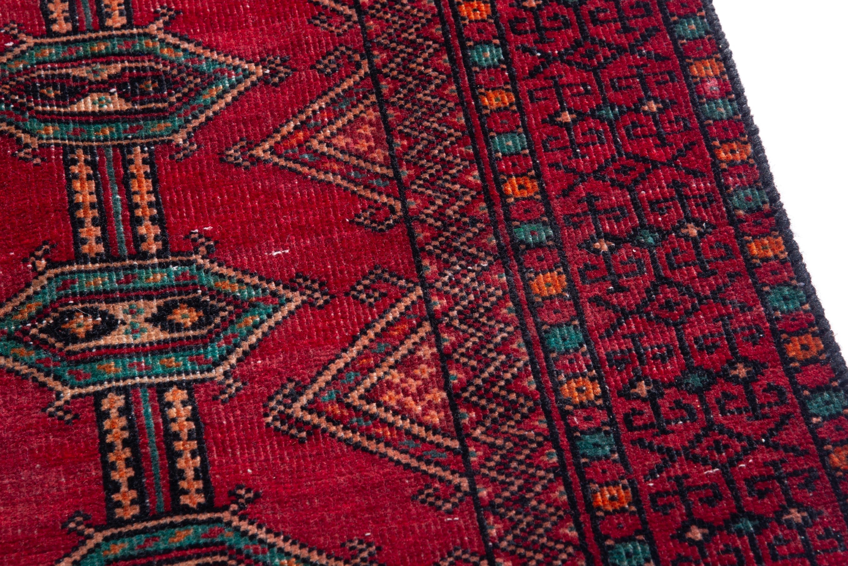 Persian Baluch accent rug in deep red and burgundy, view 7 of 17