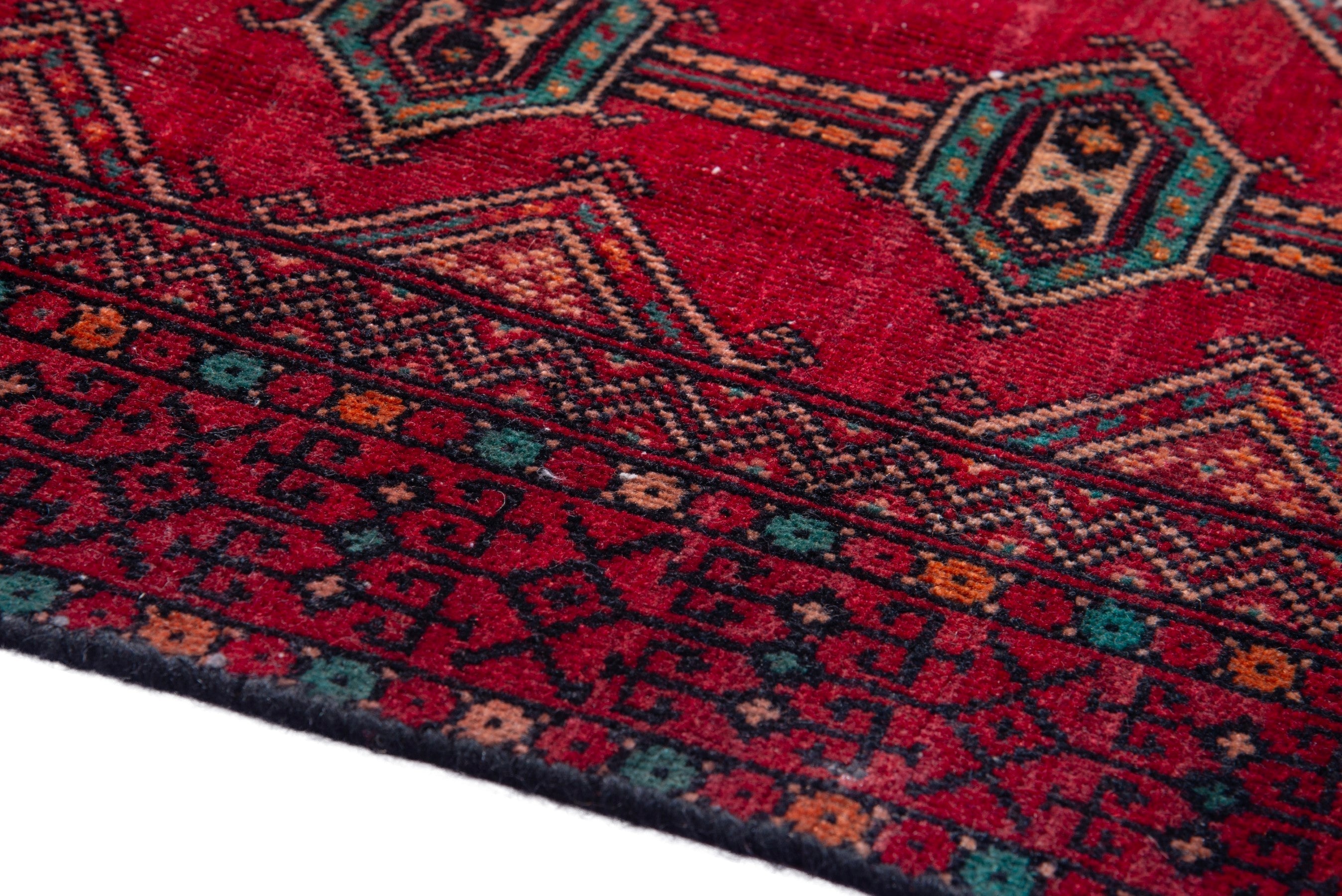 Persian Baluch accent rug in deep red and burgundy, view 8 of 17
