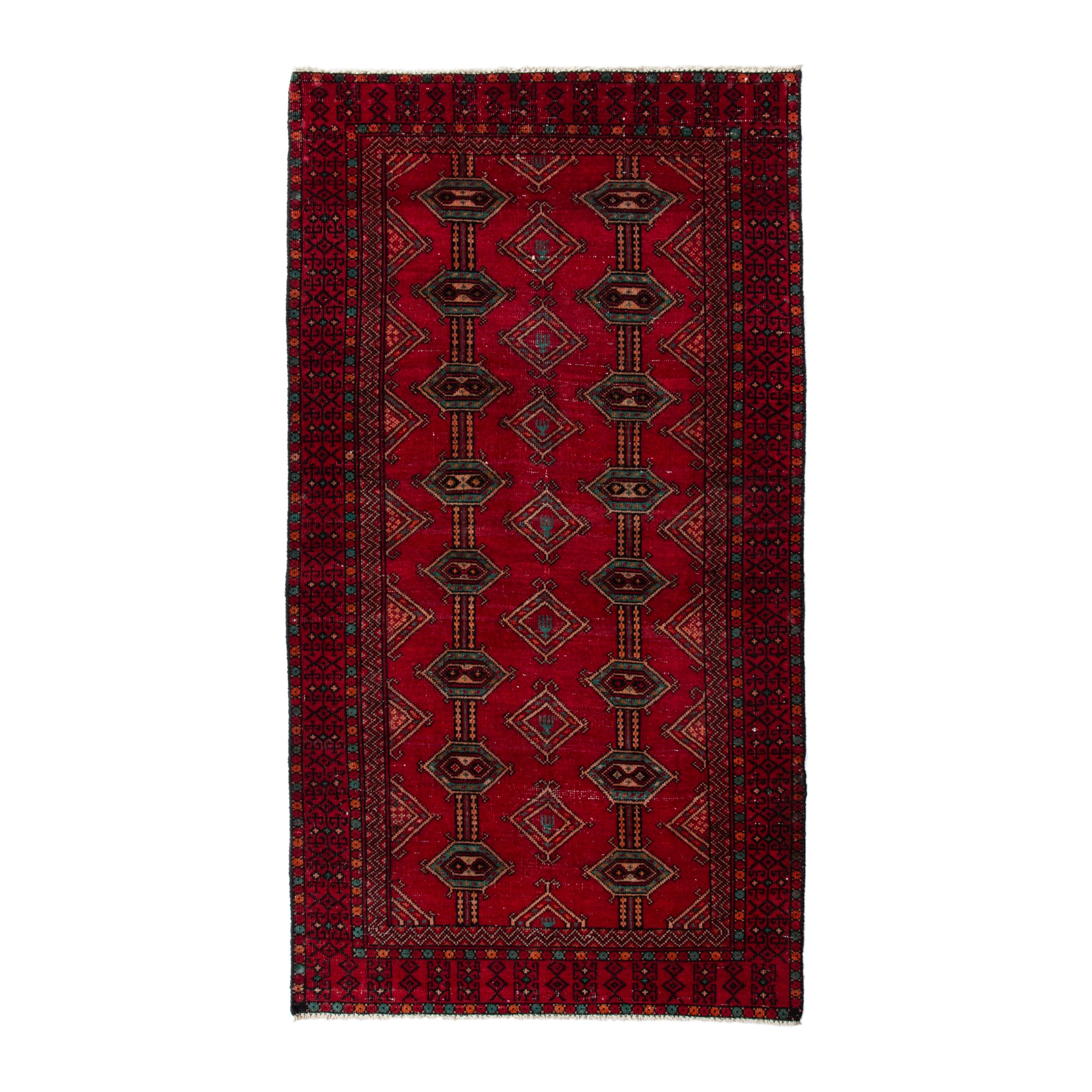 Persian Baluch accent rug in deep red and burgundy, 2'11" x 5'7"