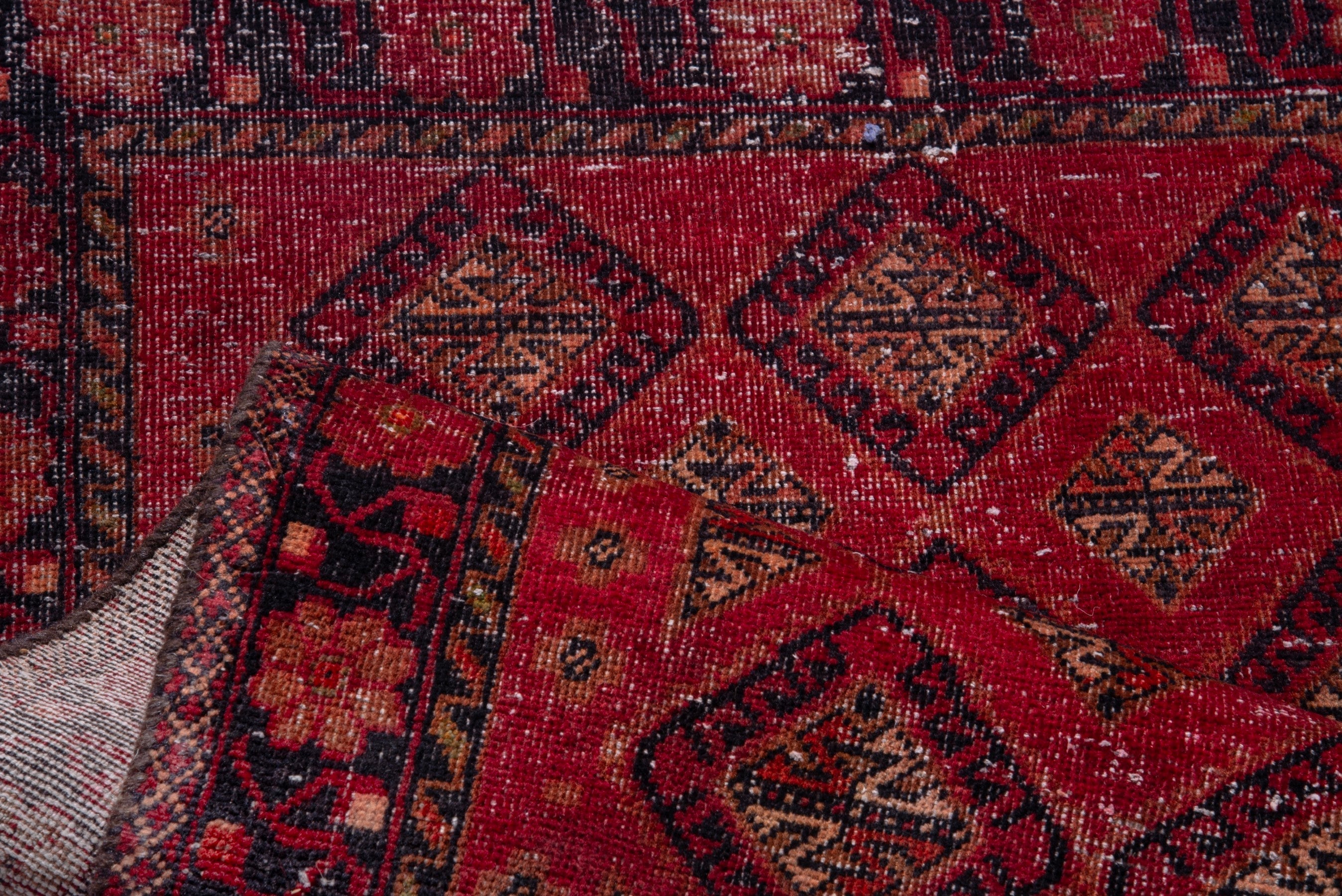 Persian Baluch accent rug in deep red and gold, view 15 of 20